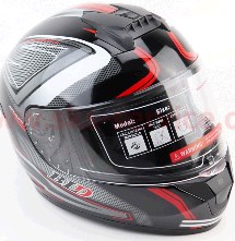 Шлем-интеграл BLD-M63 S (55-56см), ЧЁРНЫЙ глянец с красно-бело-серым рисунком KS