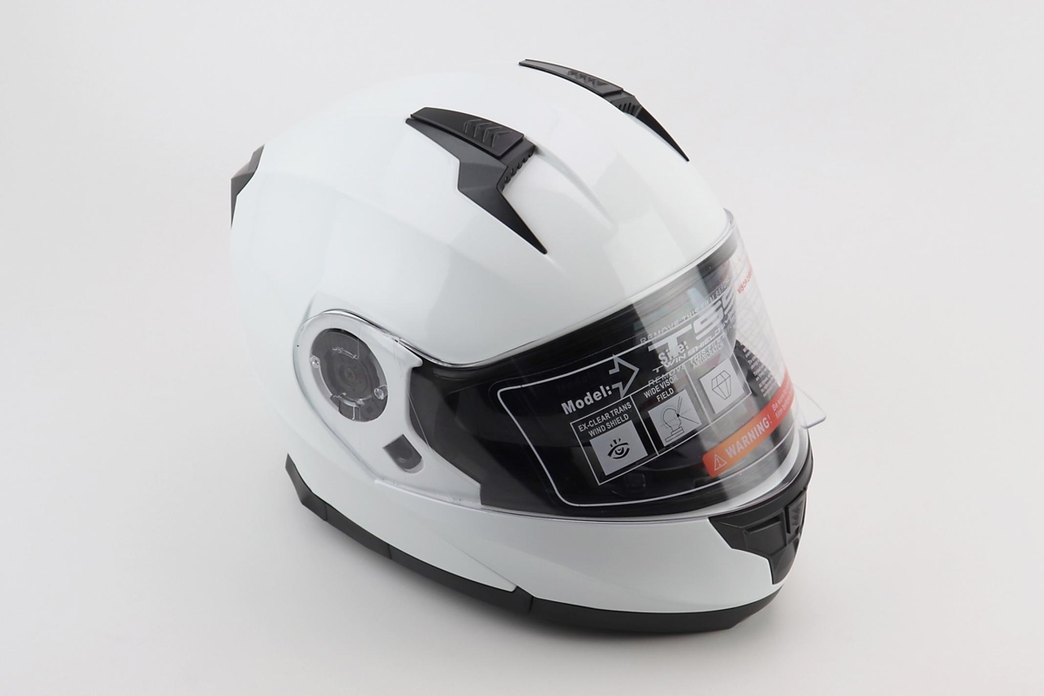 Шлем трансформер модуляр, закрытый с откидным подбородком+откидные очки BLD-162 S (55-56см), БЕЛЫЙ глянец KS