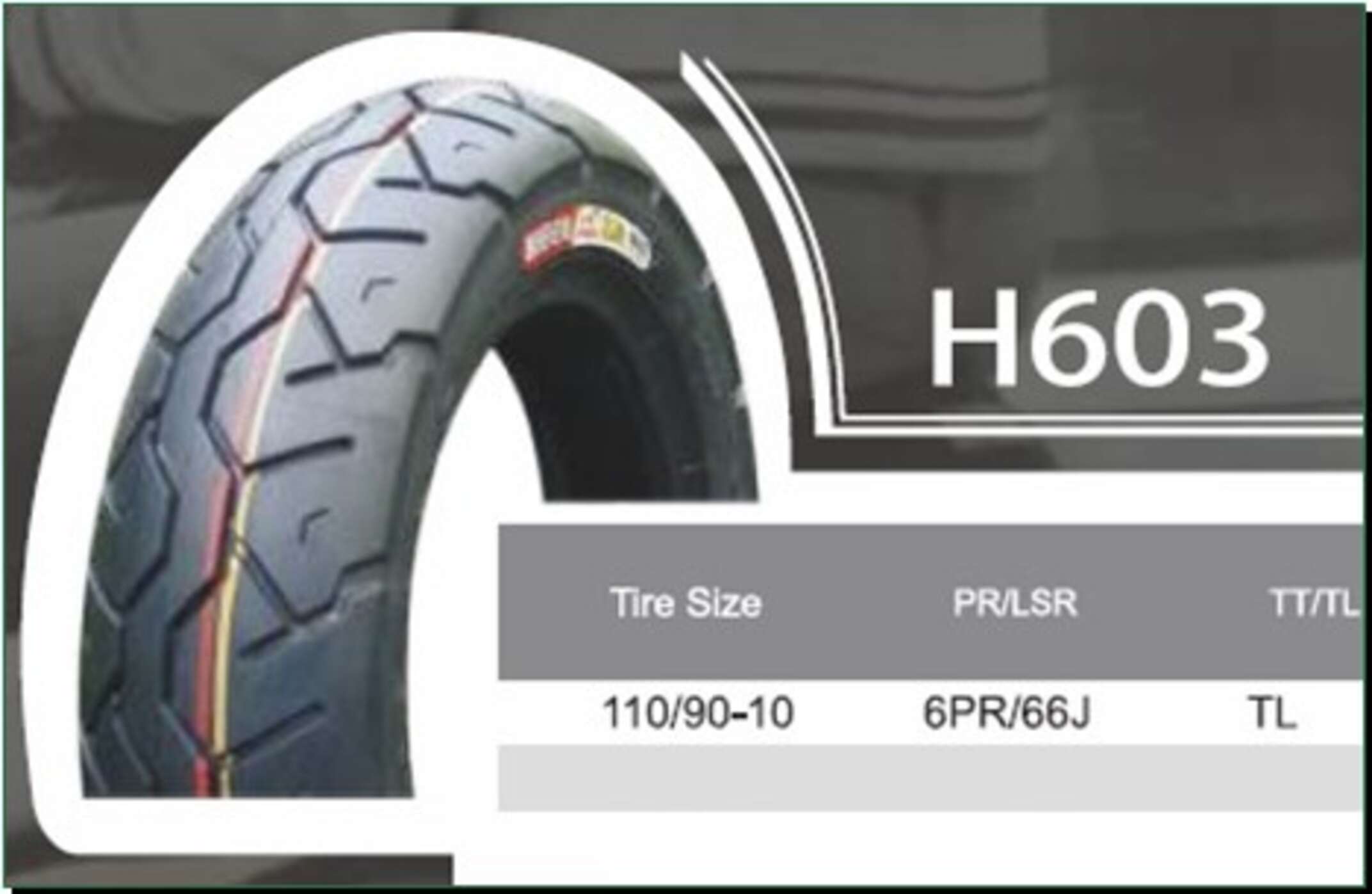 Мотошина 110/90 -10 TL (Chao Yang H-603, беcкамерная) LTK