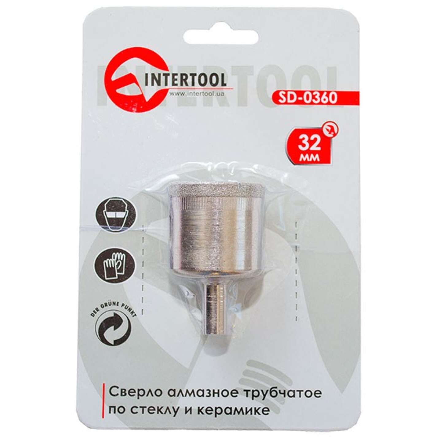 Коронка трубчаста по склу та кераміці 32 мм INTERTOOL