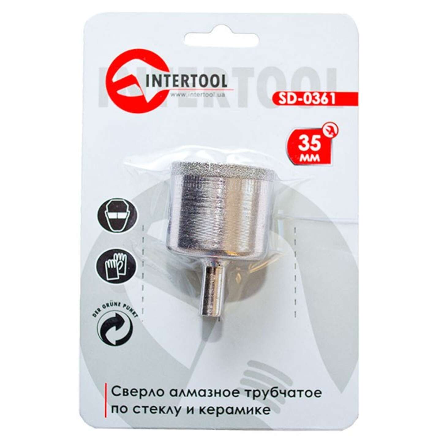 Коронка трубчаста по склу та кераміці 35 мм INTERTOOL