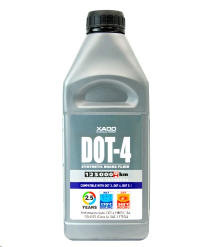 Тормозная жидкость DOT 4 (1л) XADO Синтетика (пластиковая канистра 1 л) ХАДО