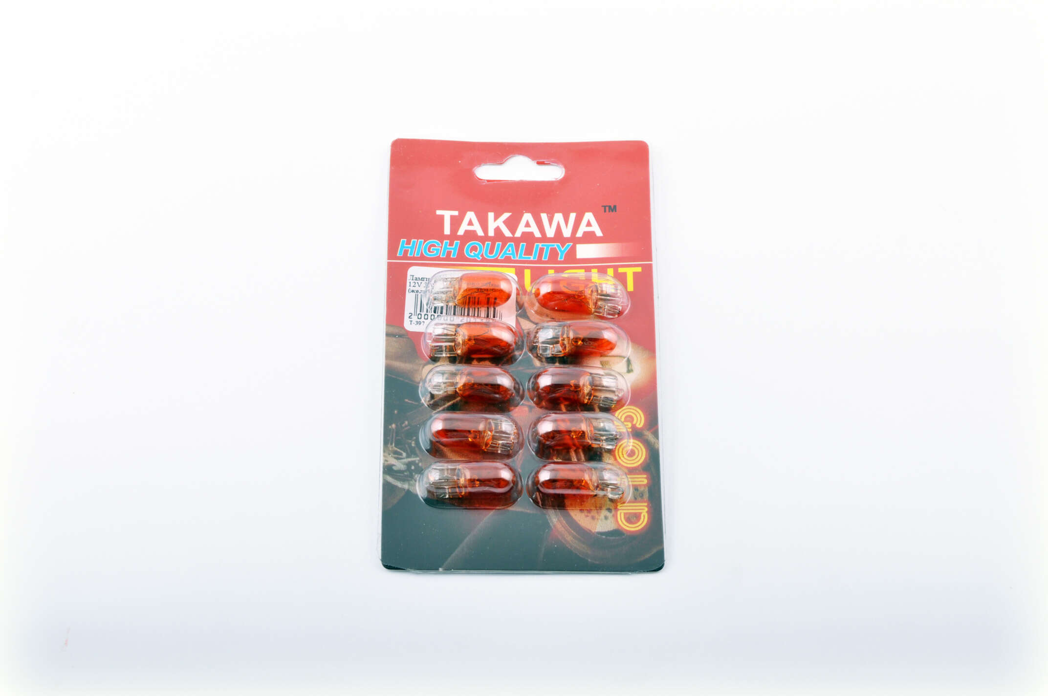 Лампа Т10 (безцокольная) 12V 3W (габарит, приборы) (желтая) TAKAWA