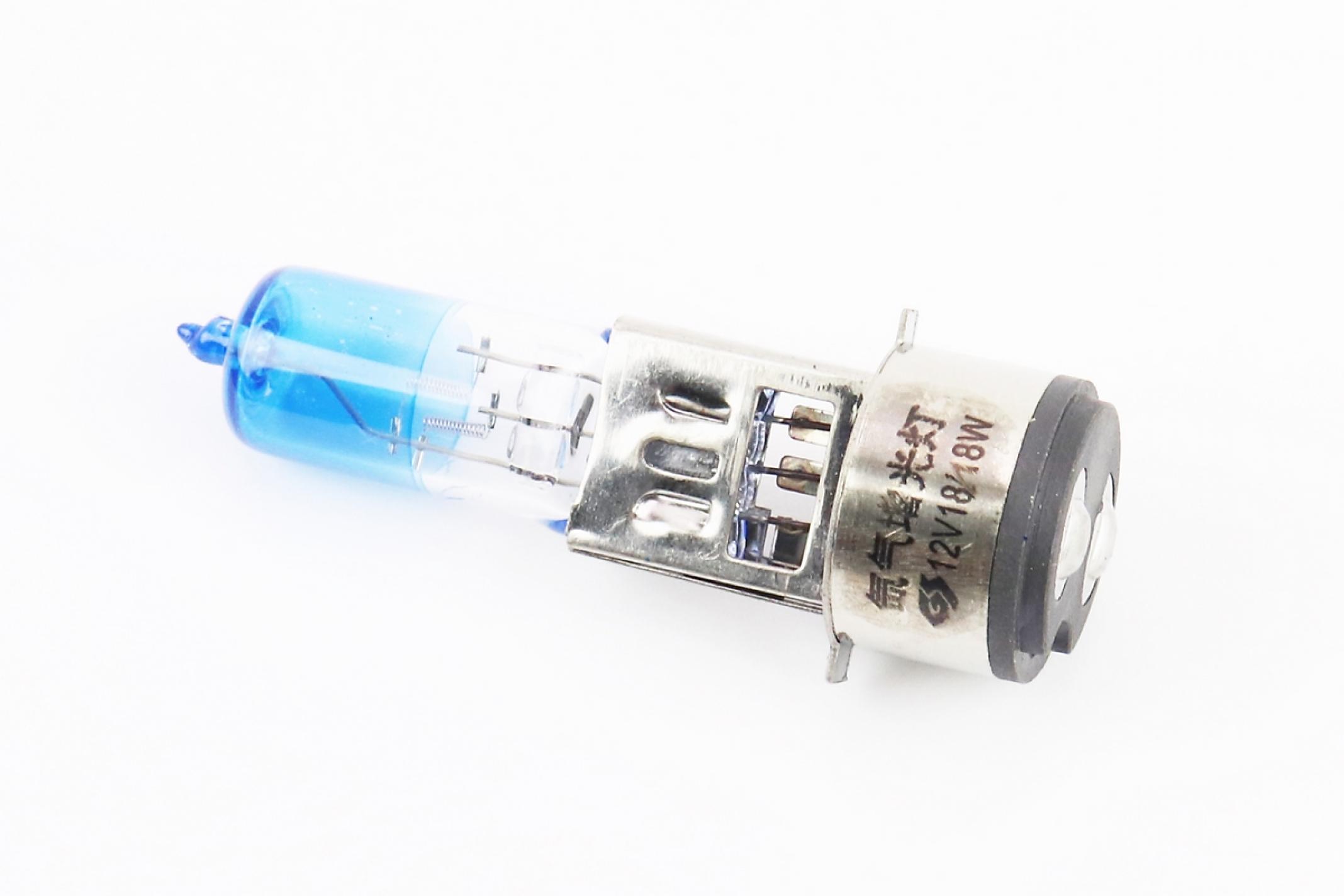 Лампа BA20D (2 уса) 12V 18W/18W (с отраж. синяя) (блистер) KS