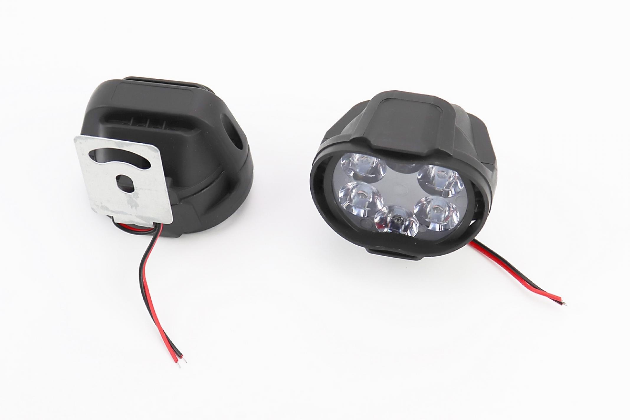 Фара дополнительная светодиодная влагозащитная - 6 LED с креплением, к-кт 2шт 64*52мм, тип 1 KS