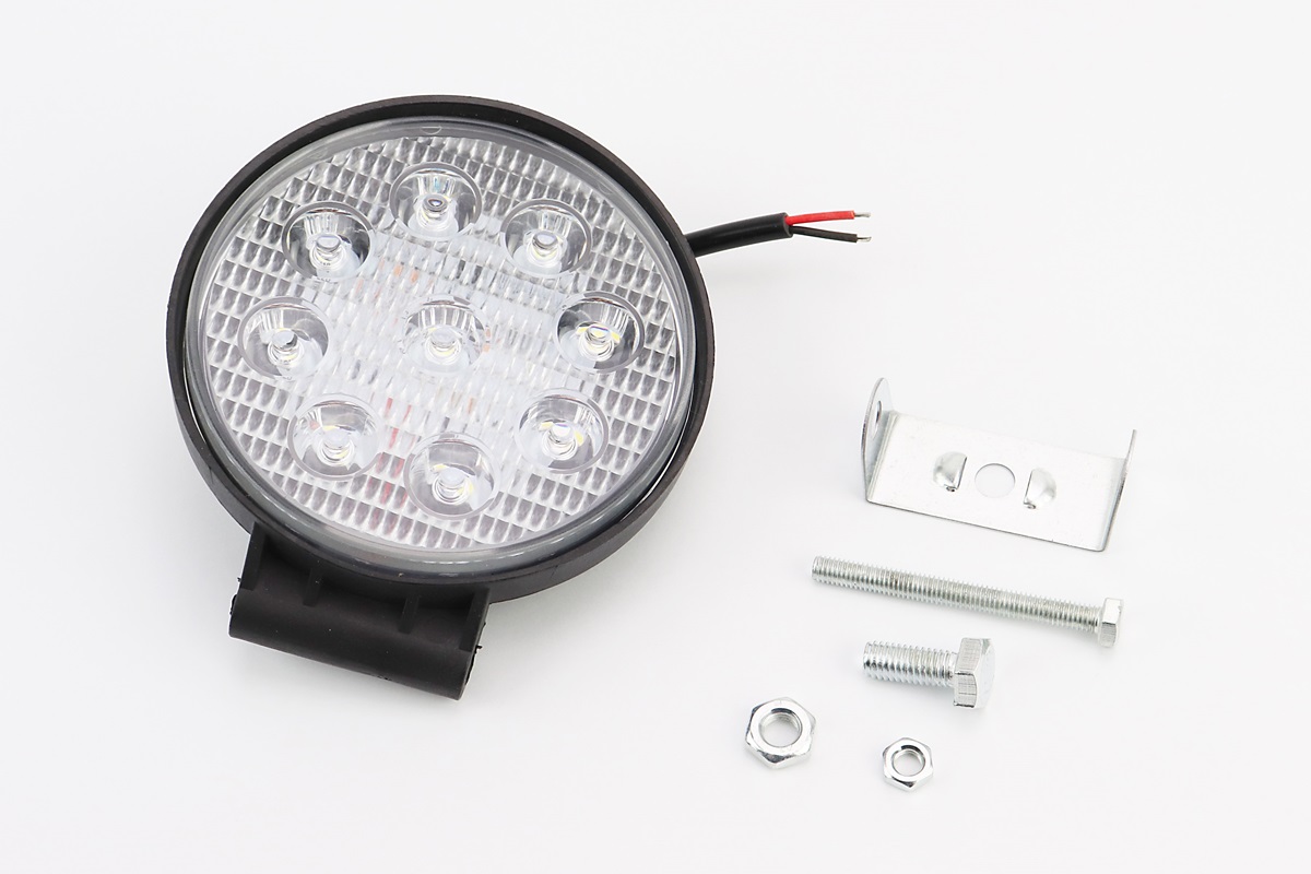 Фара дополнительная светодиодная влагозащитная - 9 LED с креплением, круглая 115мм KS
