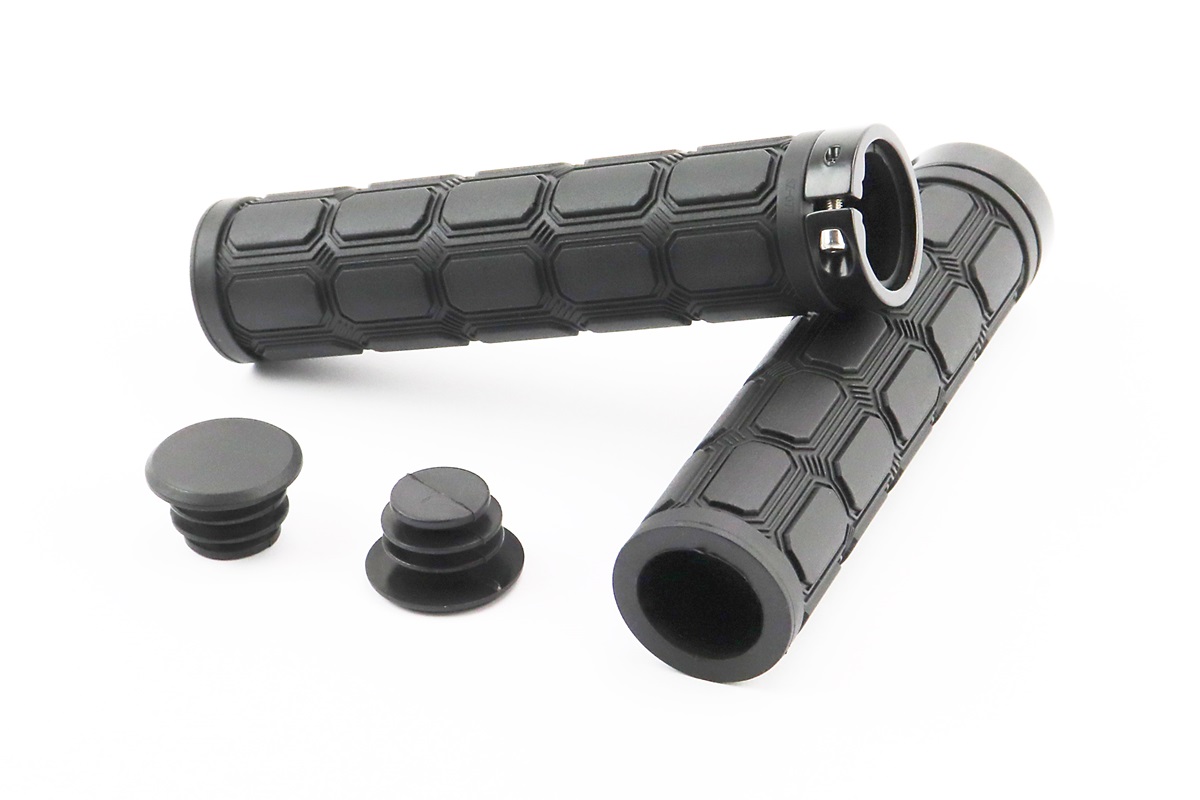 Ручки руля 130мм с зажимом Lock-On, чёрные TPE-077 KS