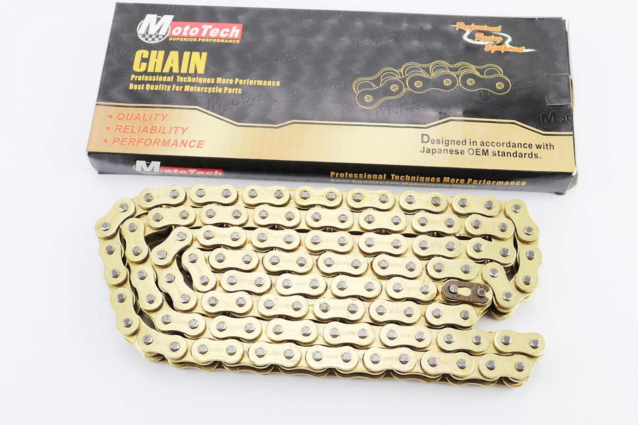 Цепь трансмиссии 530HO-120L Honda, Suzuki, Yamaha, Kawasaki GOLD (с сальниками) KS