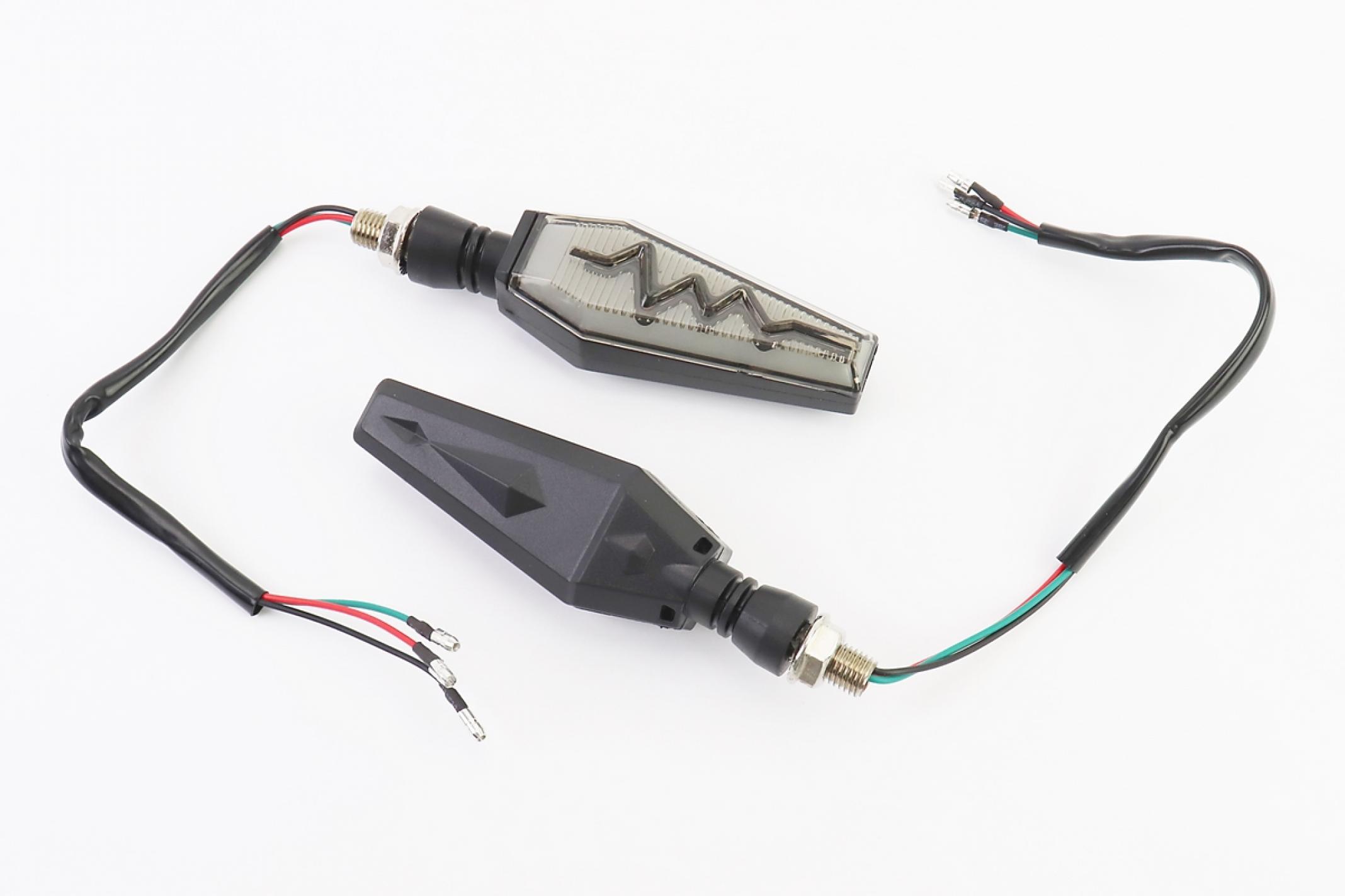 Поворот диодный на гибкой ножке + габарит белый LED челноки секвентальный, 2шт KS