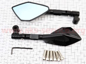 Зеркала ПРИЗМА SPORT, черный, м8/10 (аэродинамичные с регулировкой наклона) KS
