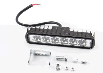 Фара дополнительная светодиодная влагозащитная - 6 LED с креплением, прямоугольная 150*37мм
