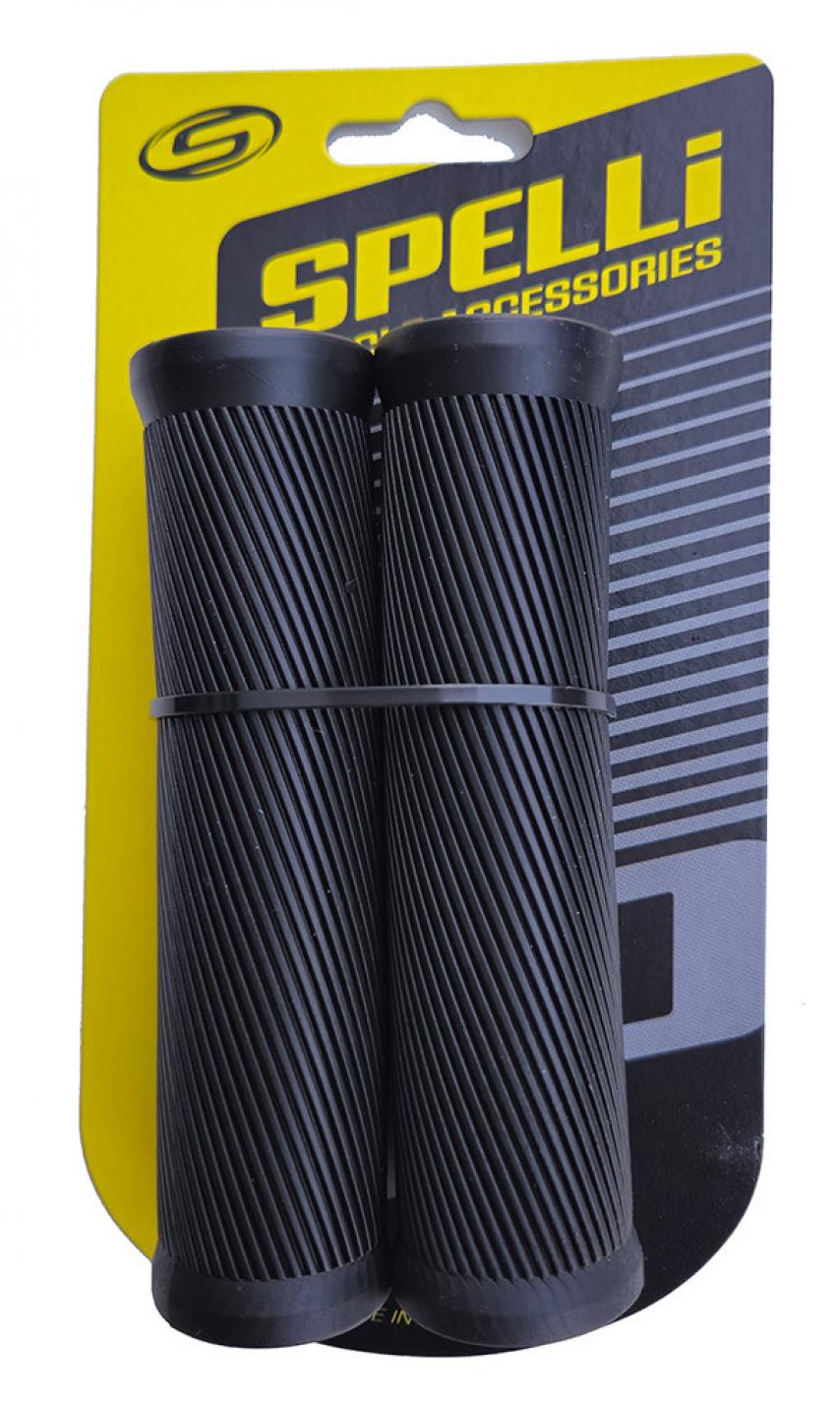 Грипсы (ручки руля) SPELLI SBG-6703 Черные, прямые, 2-х фактурные, резина-каучук, длина 125 мм BD
