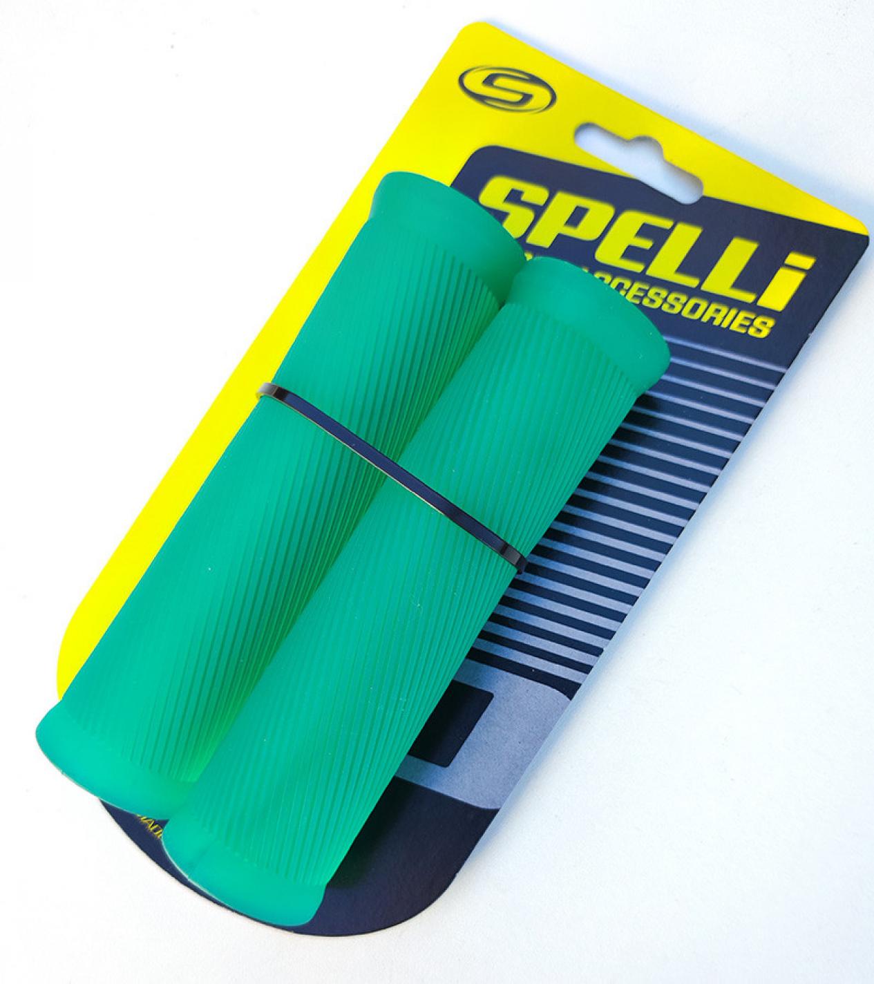 Грипсы (ручки руля) SPELLI SBG-6703 Зеленые, прямые, 2-х фактурные, резина-каучук, длина 125 мм BD