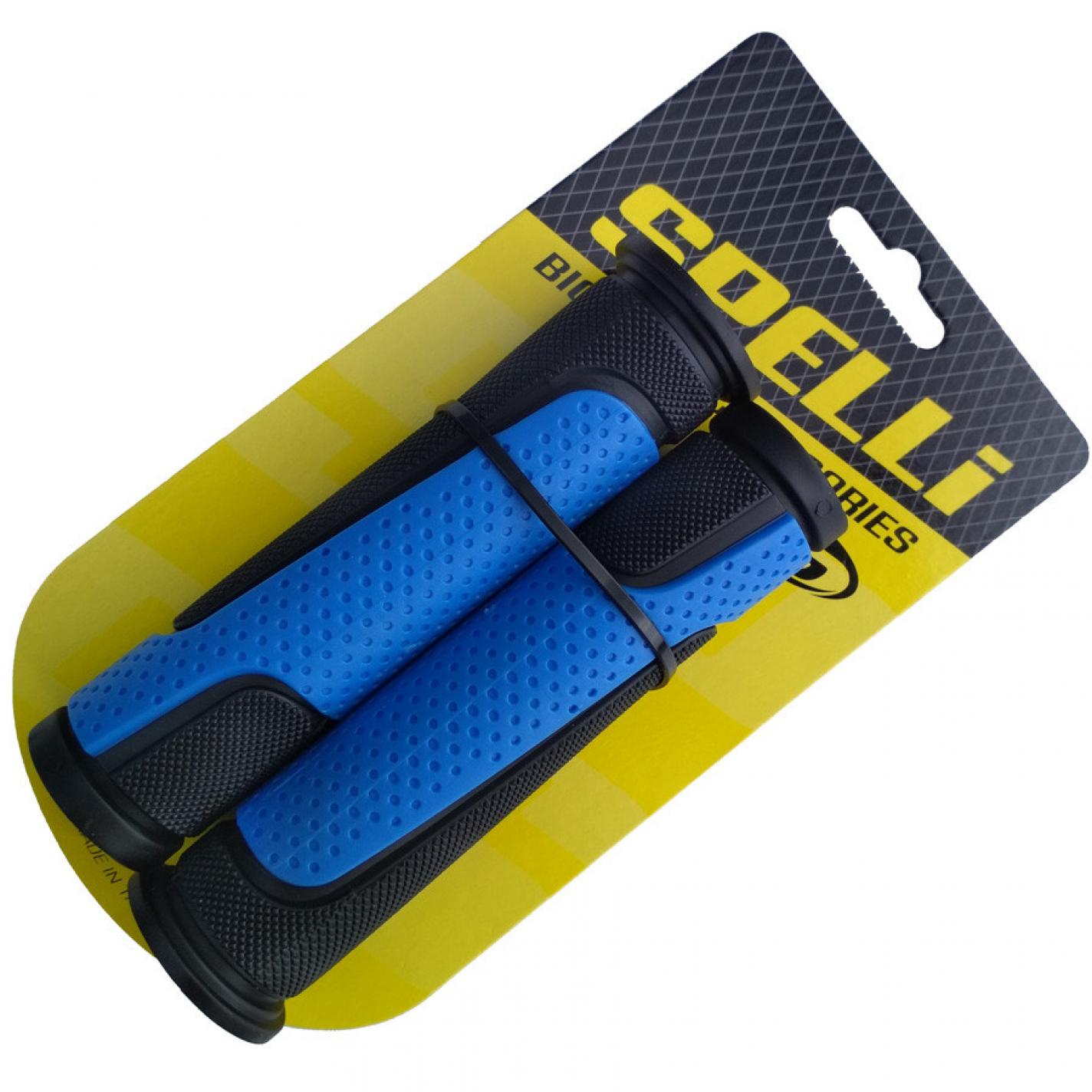 Грипсы (ручки руля) SPELLI SBG-6708L черно/синие, прямые, 2-х фактурные, резина-каучук, длина 127 мм BD