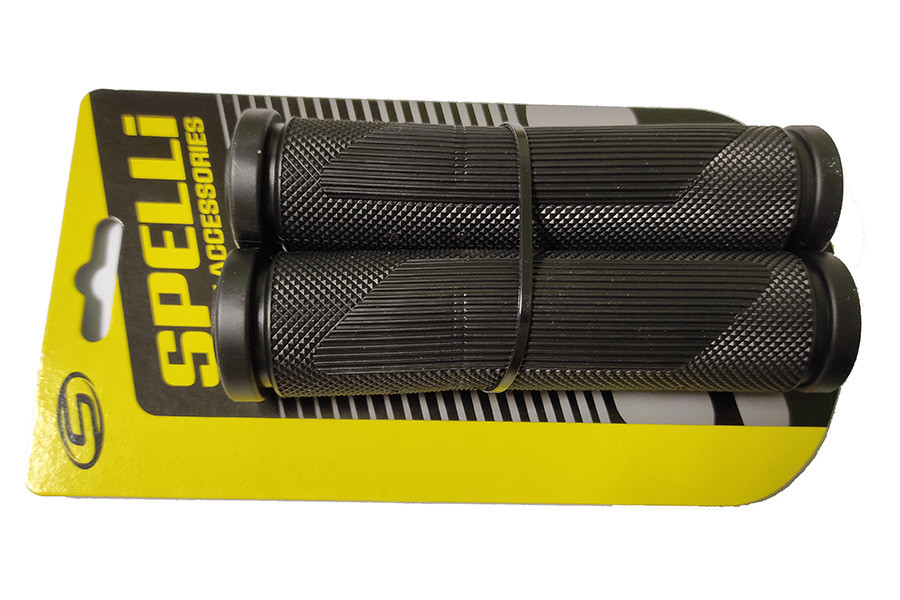 Грипсы (ручки руля) SPELLI SBG-692 Черные, прямые, 2-х фактурные, резина-каучук, длина 125 мм BD