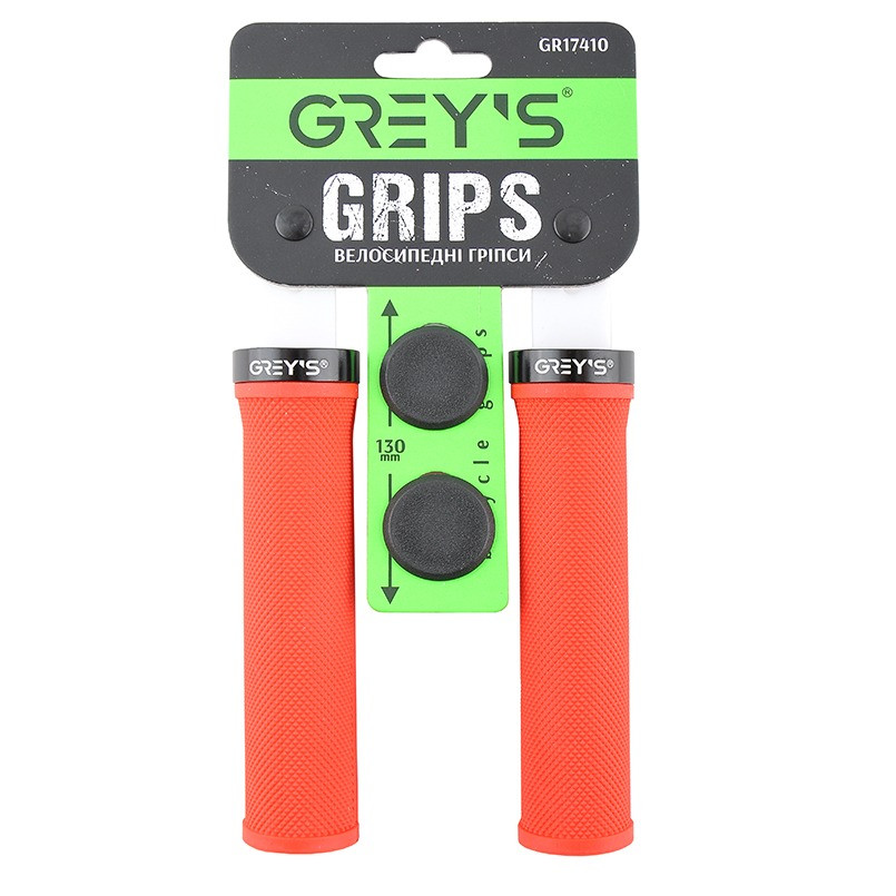 Грипсы (ручки руля) Greys GR17410 прямые, Красные, алюминиевый зажим 1 шт, заглушки, длина 130 мм BD