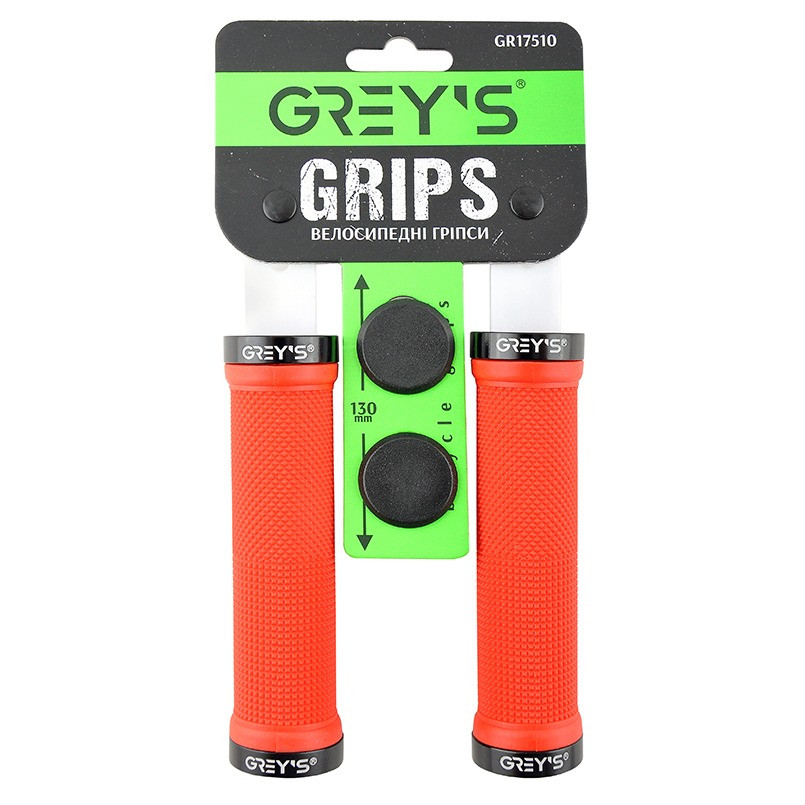 Грипсы (ручки руля) Greys GR17510 прямые, Красные, алюминиевый зажим 2 шт, заглушки, длина 130 мм BD