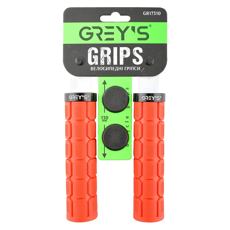 Грипсы (ручки руля) Greys GR17310 прямые, Красные, алюминиевый зажим 1 шт, заглушки, длина 130 мм BD