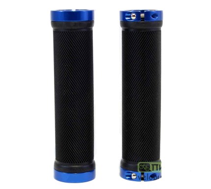 Грипсы (ручки руля) SPELLI SBG-6703-Lock, Черные с Синими локами,прямые, круглые, длина 132 мм FM