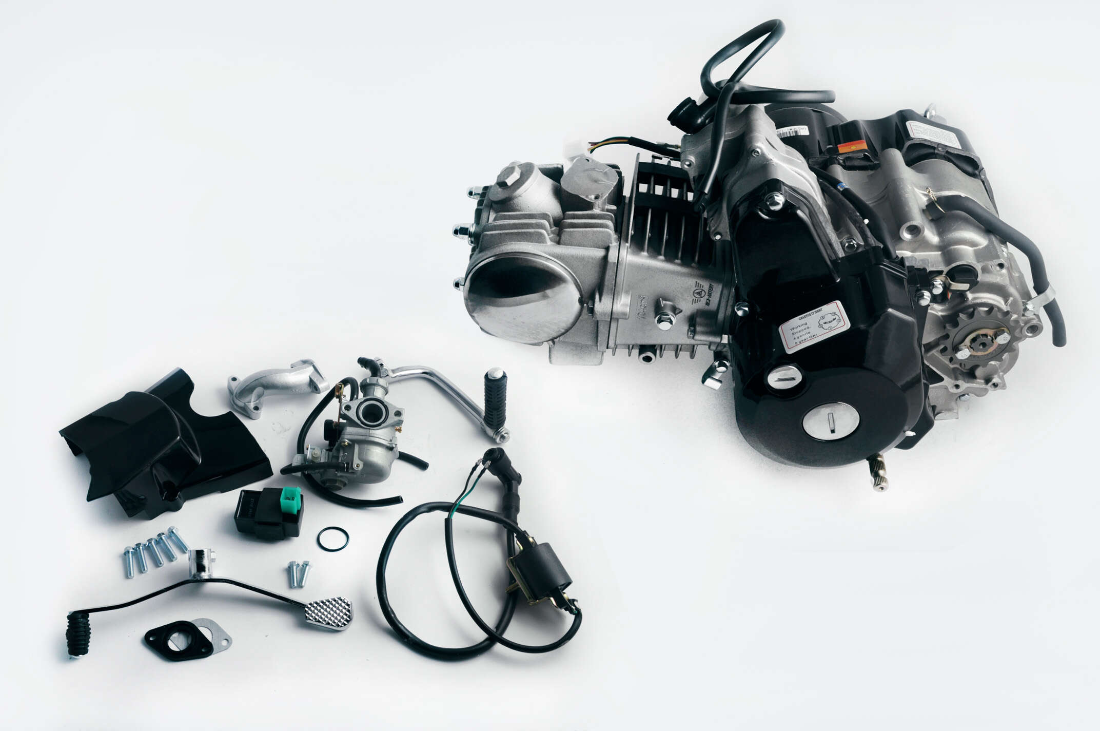 Двигатель Delta 125cc (АКПП 1Р53FMI 4П) (+коммутатор, карбюратор, катушка зажигания) TZH