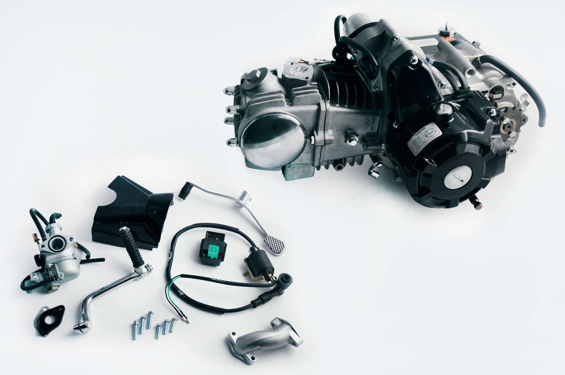 Двигатель Delta 125cc (МКПП 1Р53FMI 4П) (+коммутатор, карбюратор, катушка зажигания) TZH