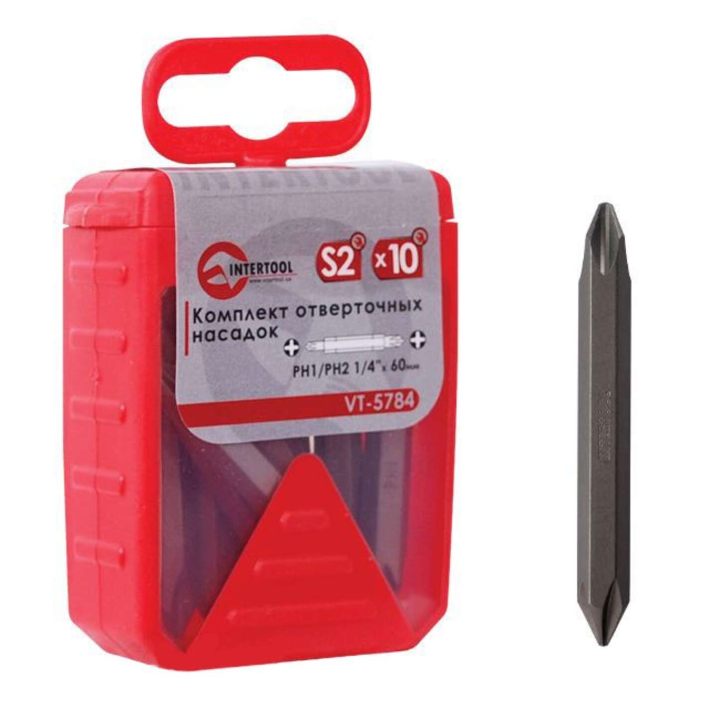 Комплект отверточных насадок PH1/PH2 1/4x 60 мм - 10 шт. INTERTOOL