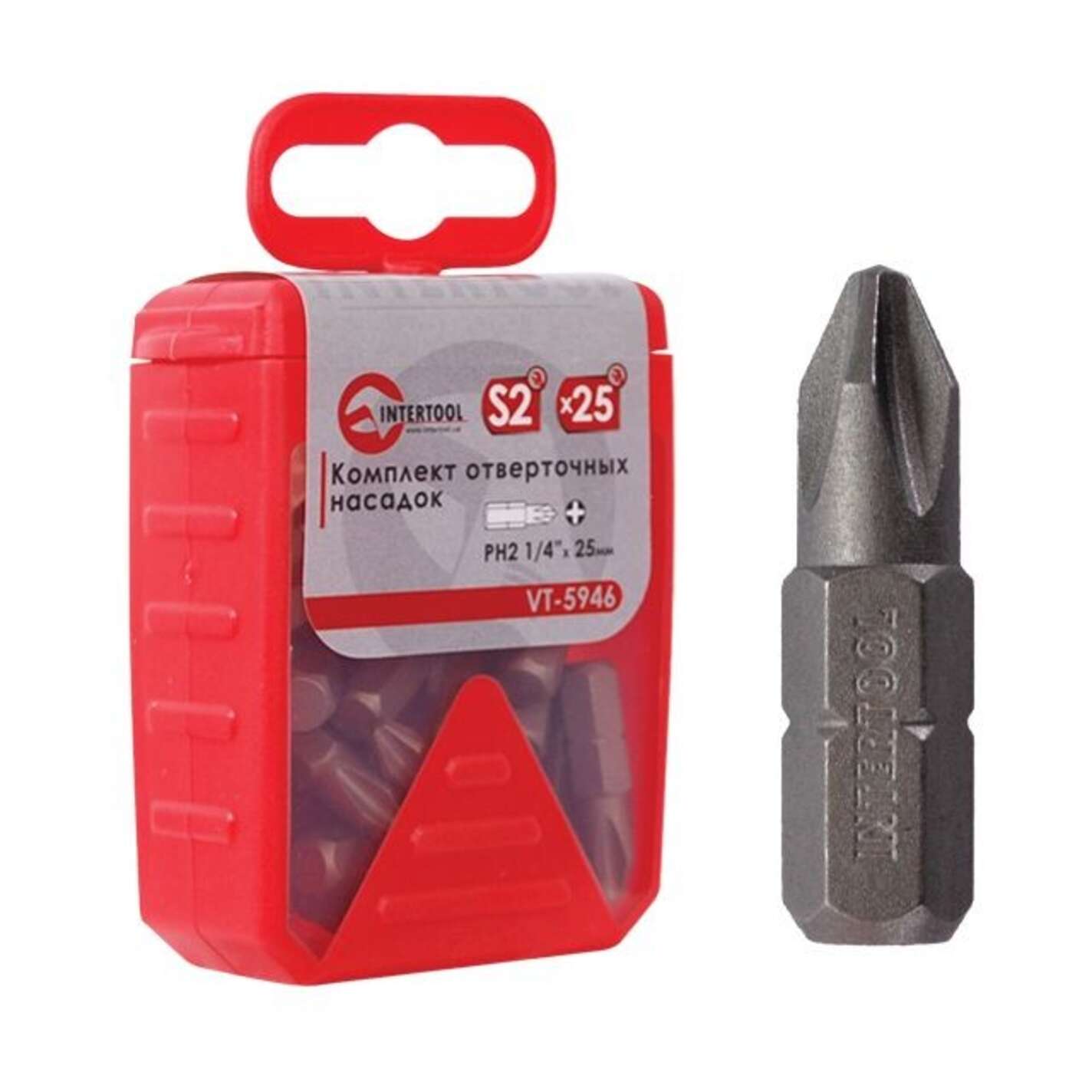 Комплект отверточных насадок PH2 1/4x 25 мм - 25 шт. INTERTOOL