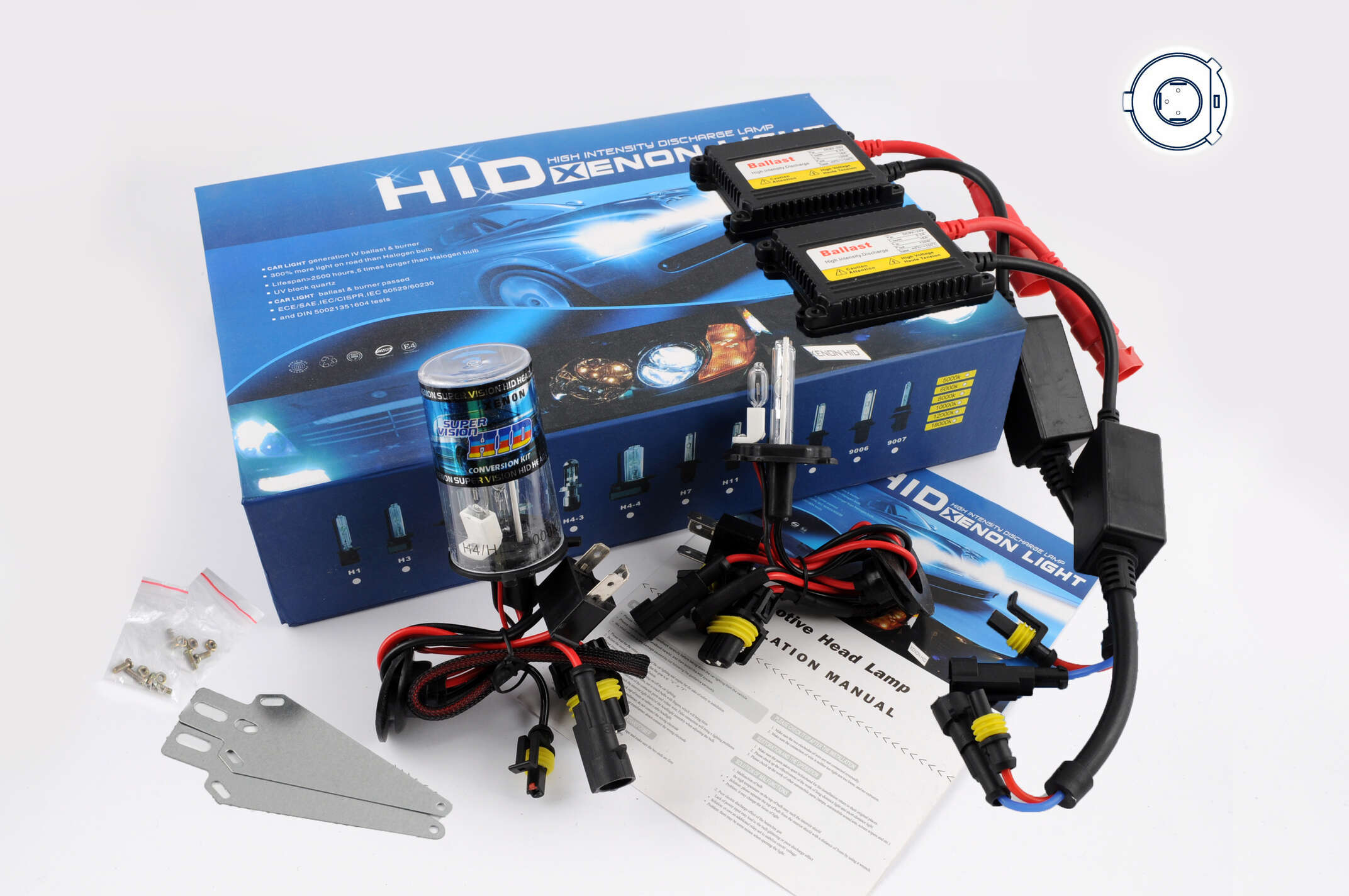 Ксенон (авто) H4 DC 8000K 35W (+галоген) slim (арт:X-54)