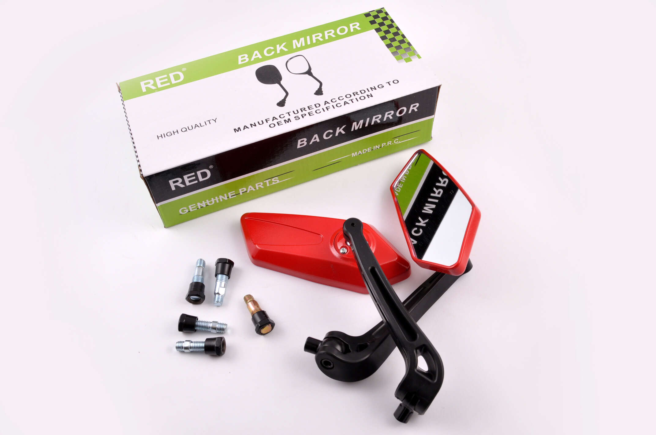 Зеркала многоугольные mod:201, 8/10mm (красные) RED
