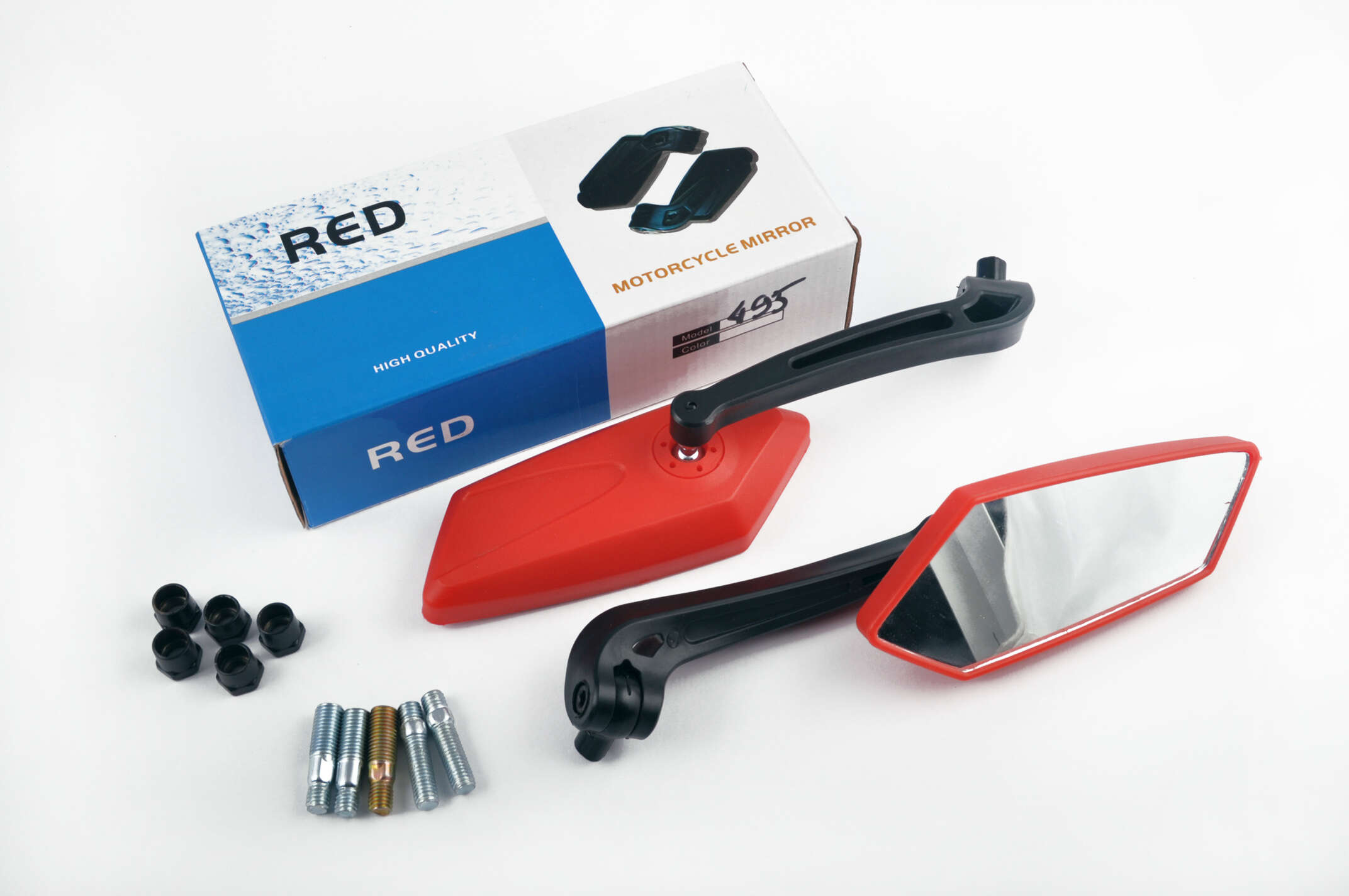 Зеркала многоугольные mod:201, 8/10mm (красные) RED