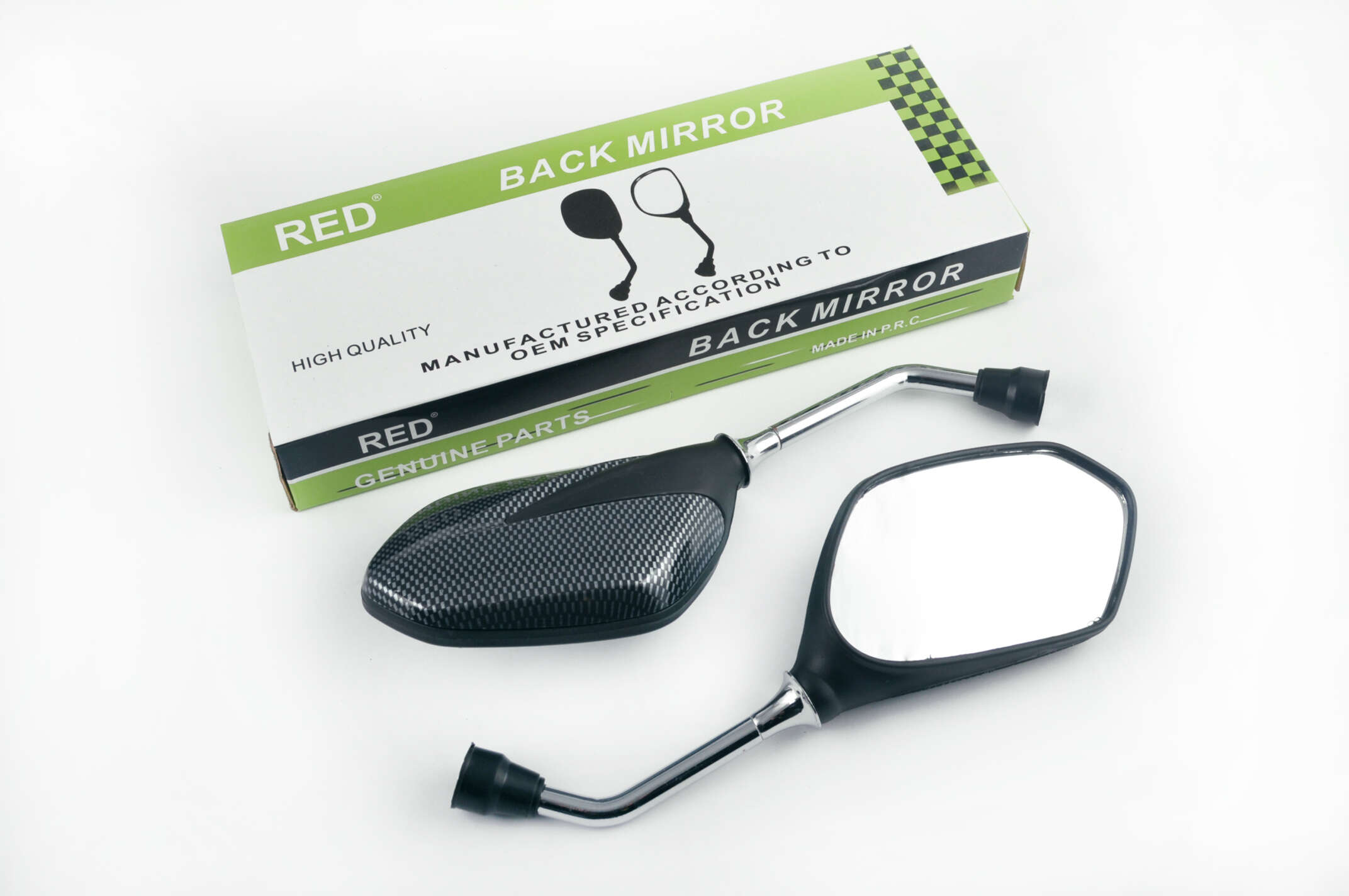 Зеркала стреловидные mod:219, 10mm (карбон) RED