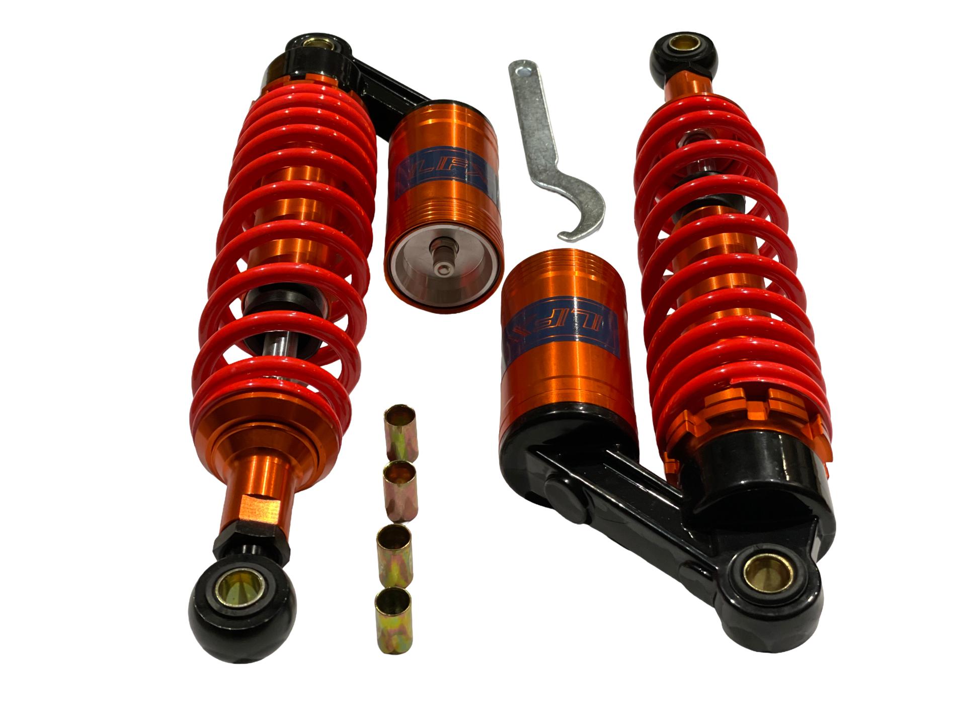 Амортизаторы (пара) Delta 330mm, газомасляные (оранжевые +паутина) KOMATCU (mod.A)