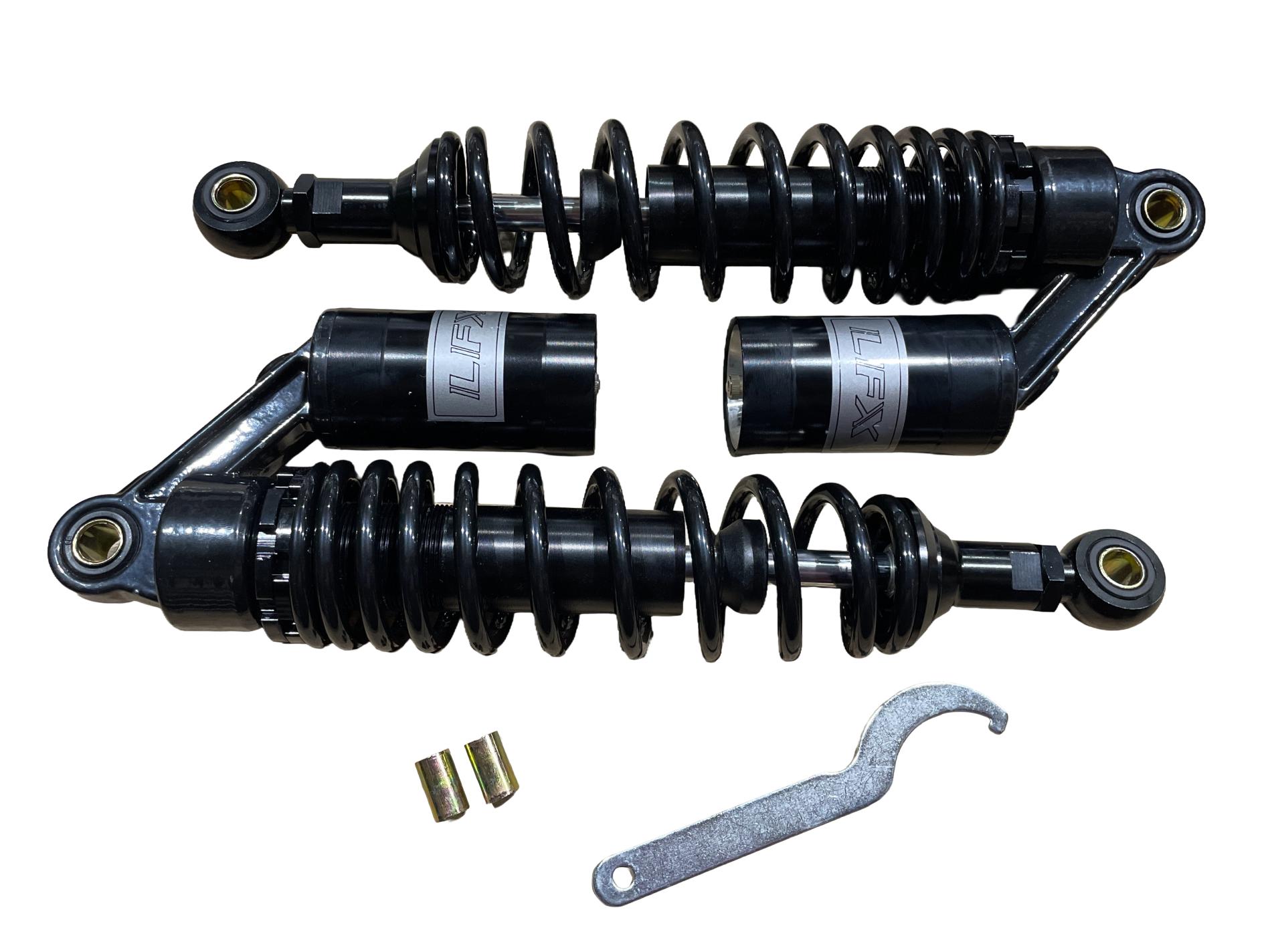 Амортизаторы (пара) Delta 330mm, газомасляные (черные) KOMATCU (mod.A)