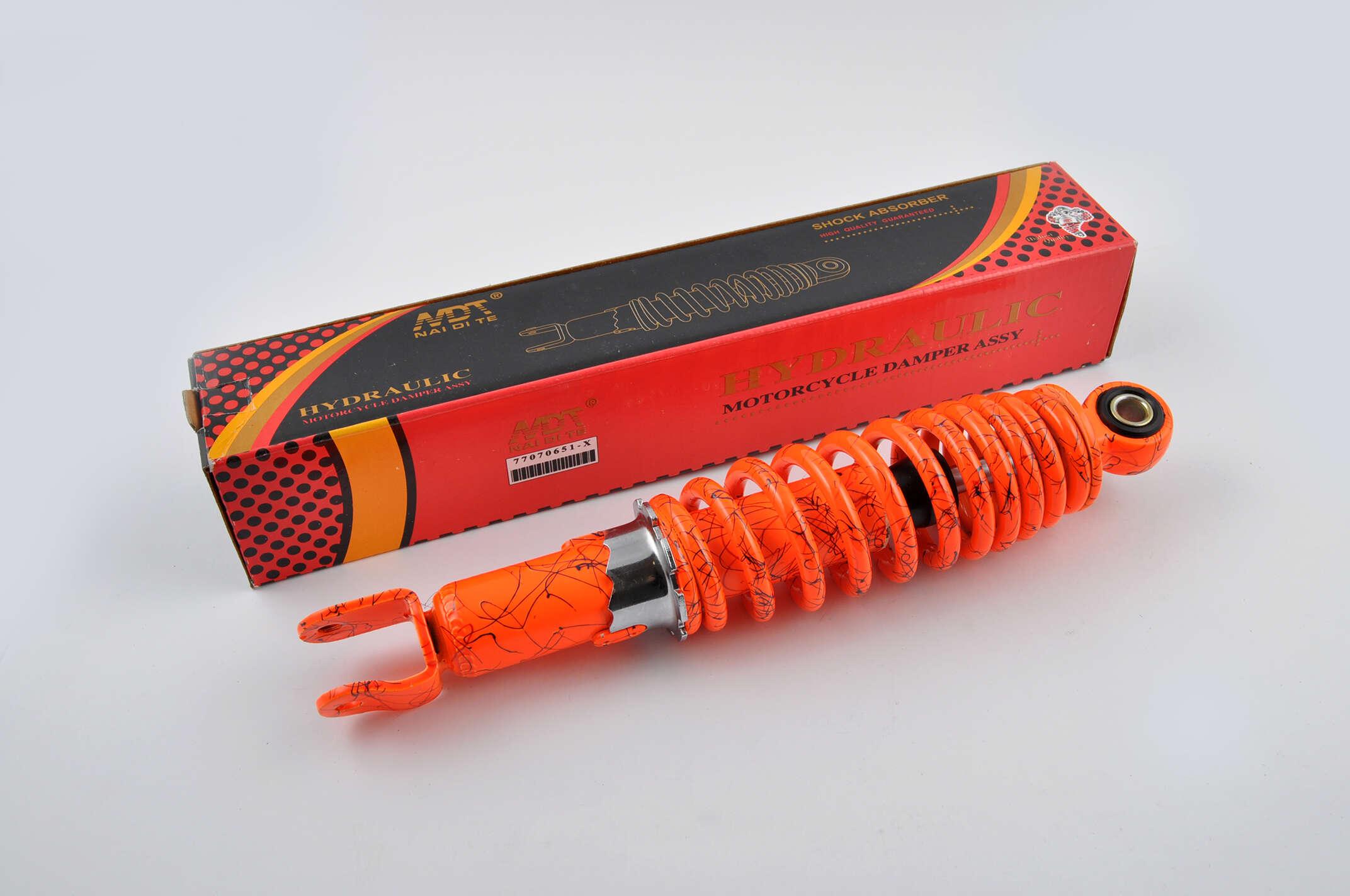 Амортизатор   GY6, DIO, LEAD   280mm, регулируемый   (оранжевый +паутина)   NDT