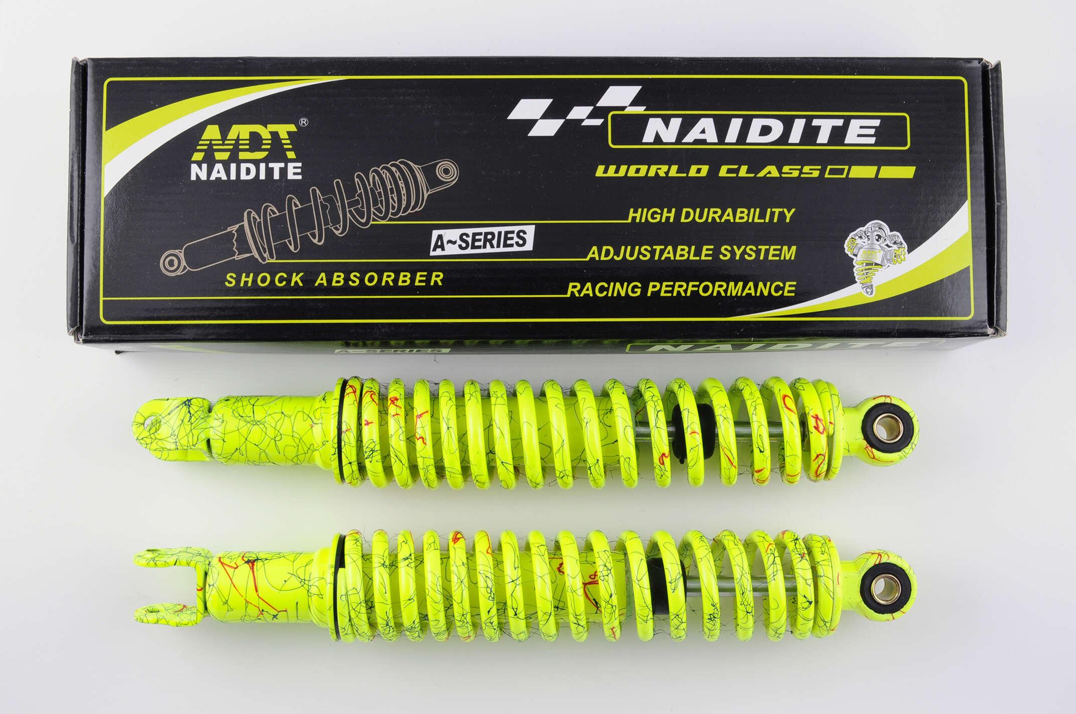 Амортизатори (пара) GY6, DIO ZX 330mm, стандартні, мякі (лимонні + павутина) NDT