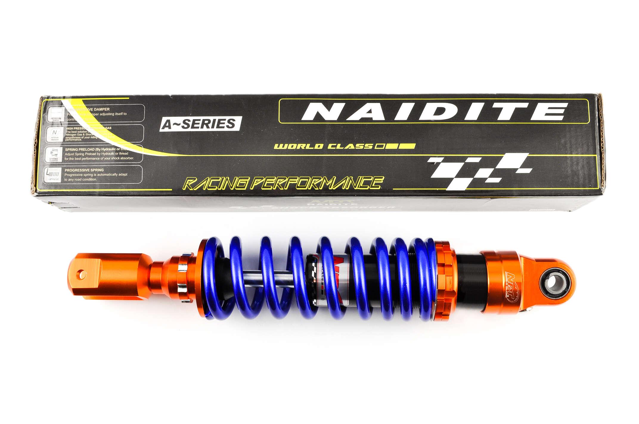 Амортизатор GY6 350mm, тюнінговий (оранжево-синій) NDT
