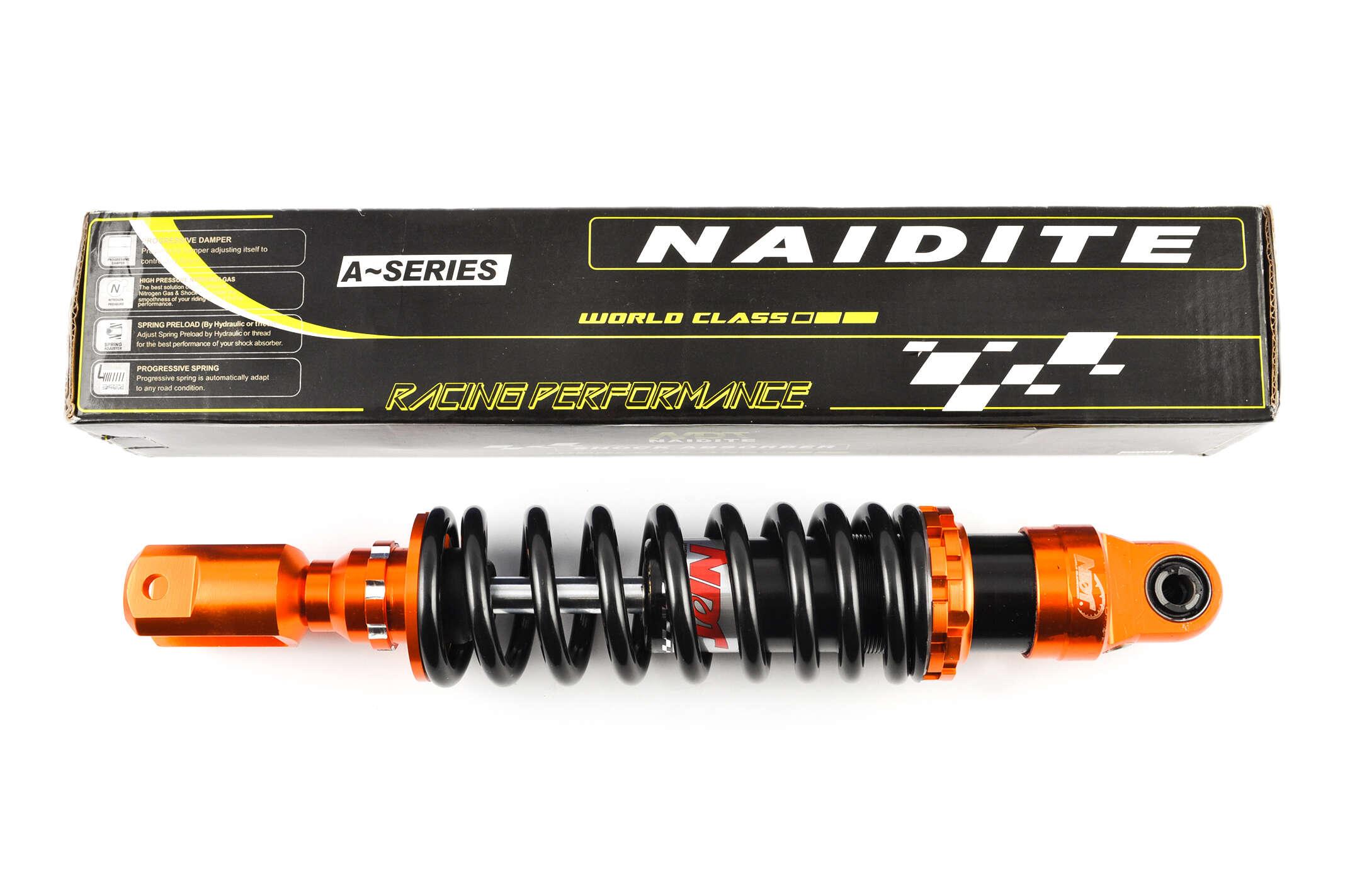 Амортизатор GY6 330mm, тюнінговий (оранжево-чорний) NDT