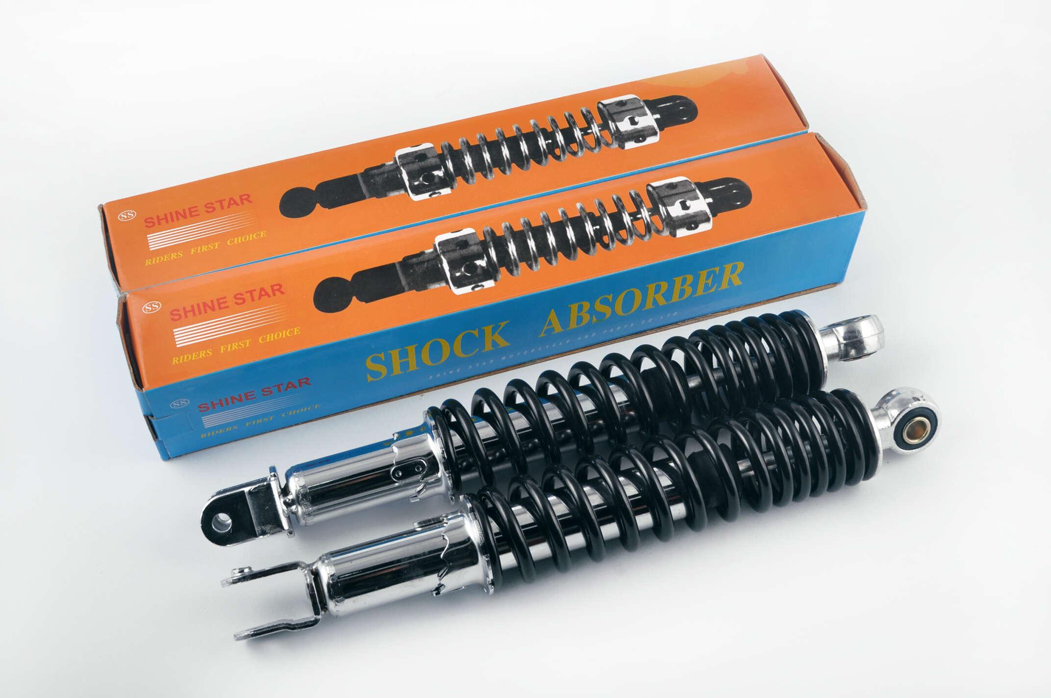 Амортизатори (пара) GY6, DIO ZX 330mm, регульовані (чорні) SHINE STAR