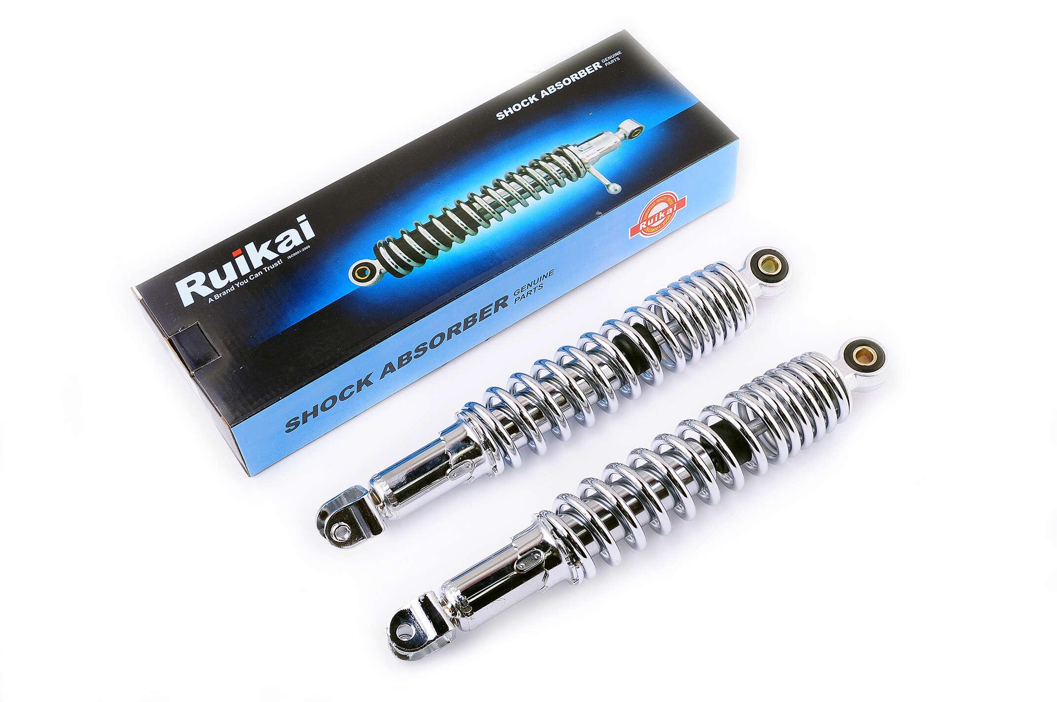 Амортизатори (пара) GY6, DIO ZX 325mm, регульовані (хром) RUIKAI