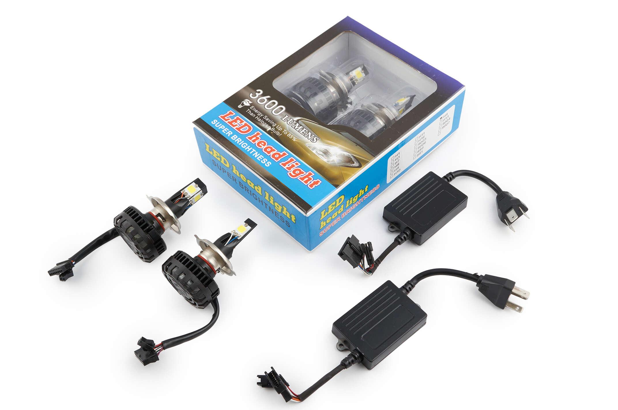 Лампы диодные автомобильные H4 (пара) (12V 3600 LUMENS, три кристалла, принуд. охлаждение) (аналог ксенона) IZEN