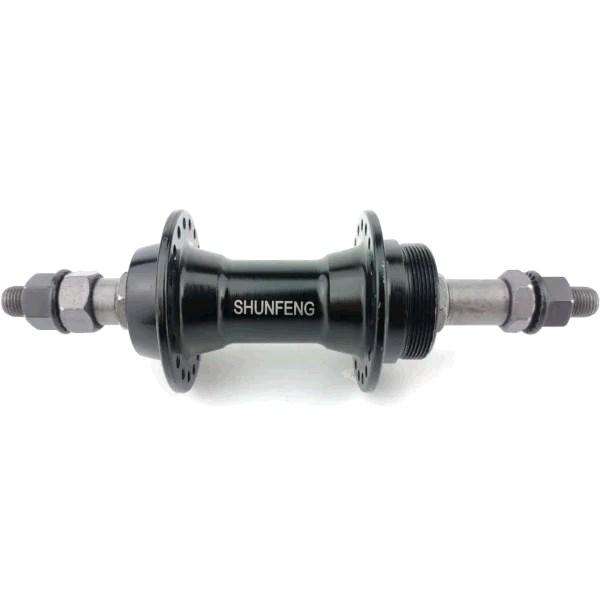 Маточина заднього колеса велосипеда (36 спиць, 14G) для вільного ходу, V-brake, 2 промислових підшипника 6200 2RS, кріпляться. гайка, чорна FB-A201B L-175 Shunfeng B