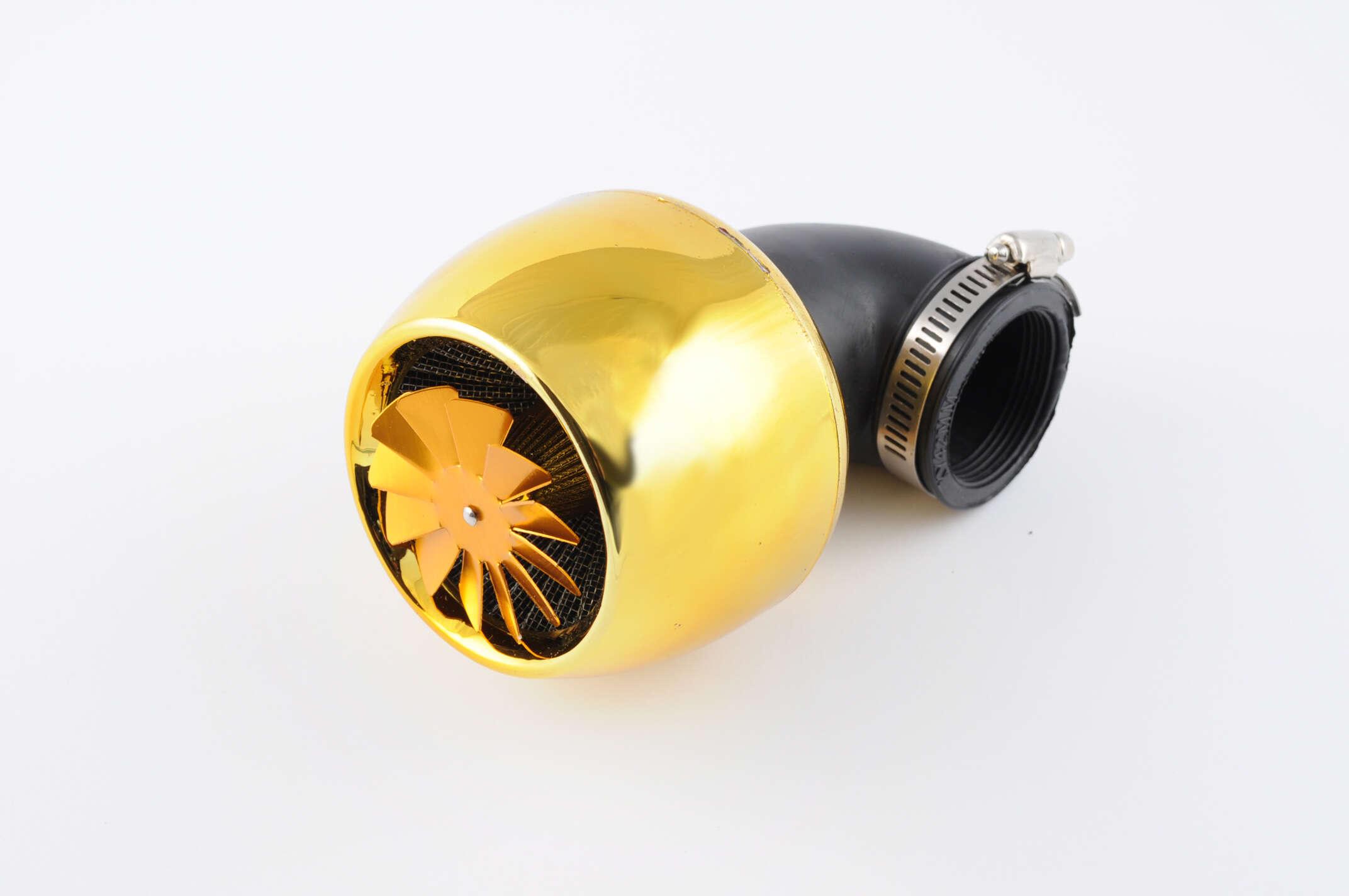 Фільтр повітряний (нульовик) Ø42mm, 90*, турбіна з пропелером (золото)