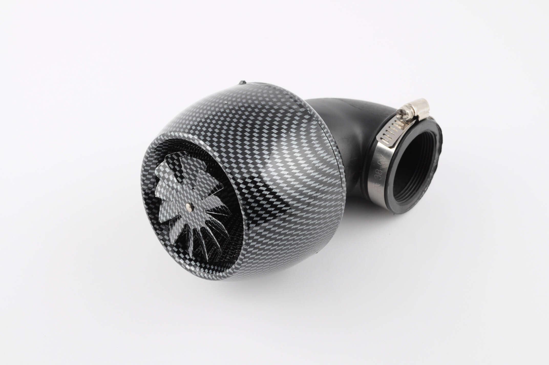 Фільтр повітряний (нульовик) Ø42mm, 90*, турбіна з пропелером (карбон)
