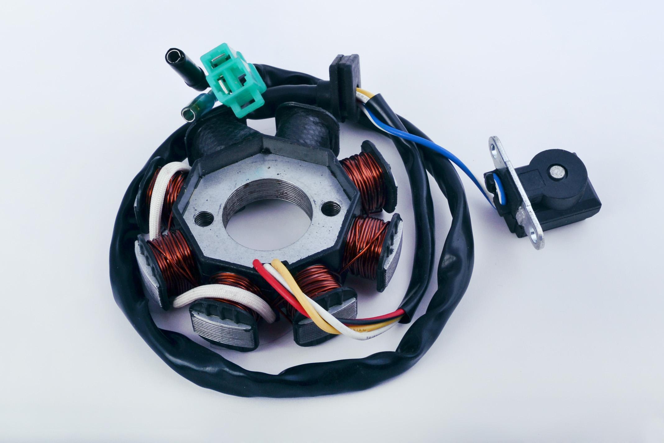 Статор генератора 4T GY6 50 (6+2 котушок, 4 контакти) ST