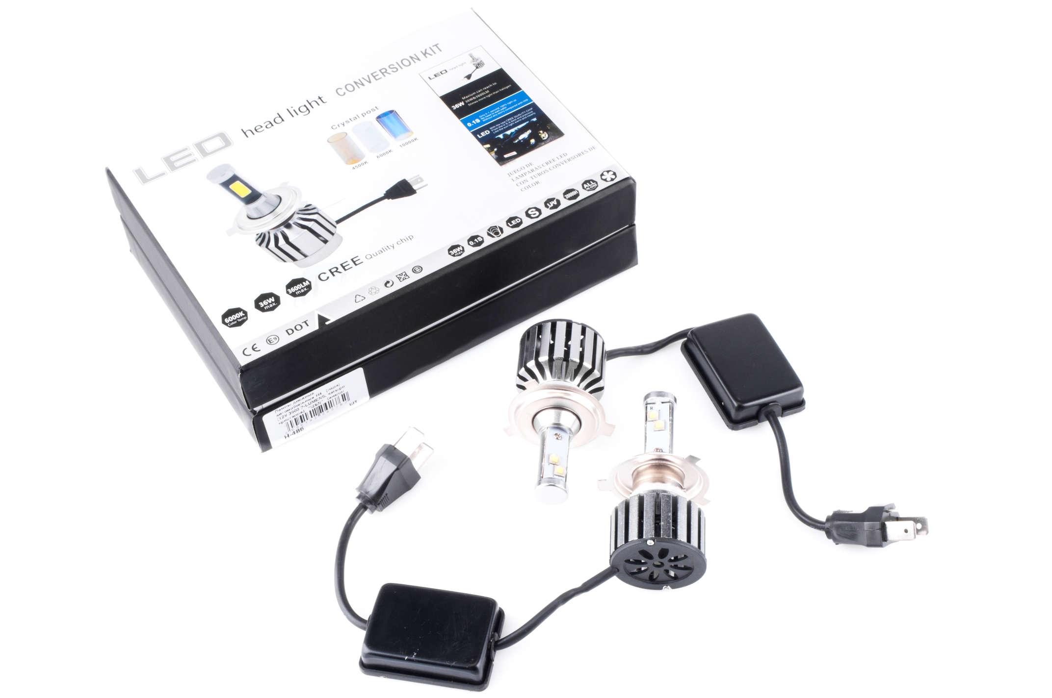 Лампи діодні автомобільні H4 (пара) (12V 3600 LUMENS, чотири кристали) (аналог ксенону) IZEN (mod.A)