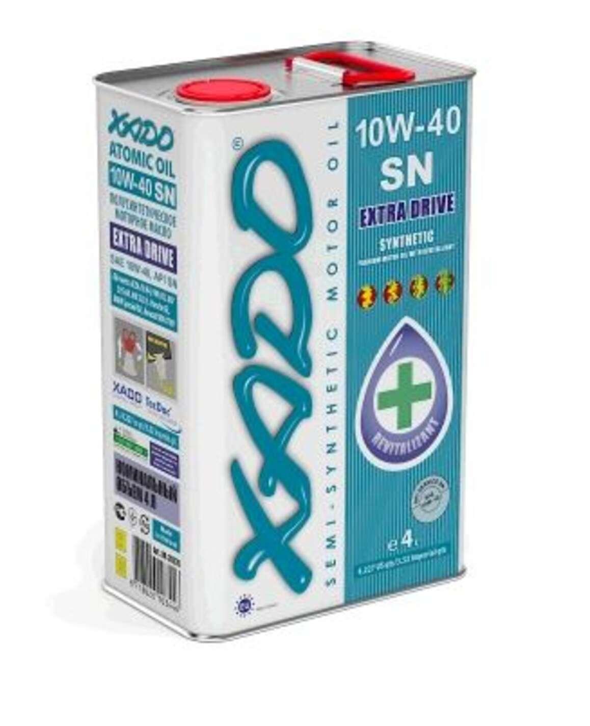 Олія 4T, 4л (напівсинтетика, 10W-40, Atomic OIL SN, Extra Drive) (20270) Хадо