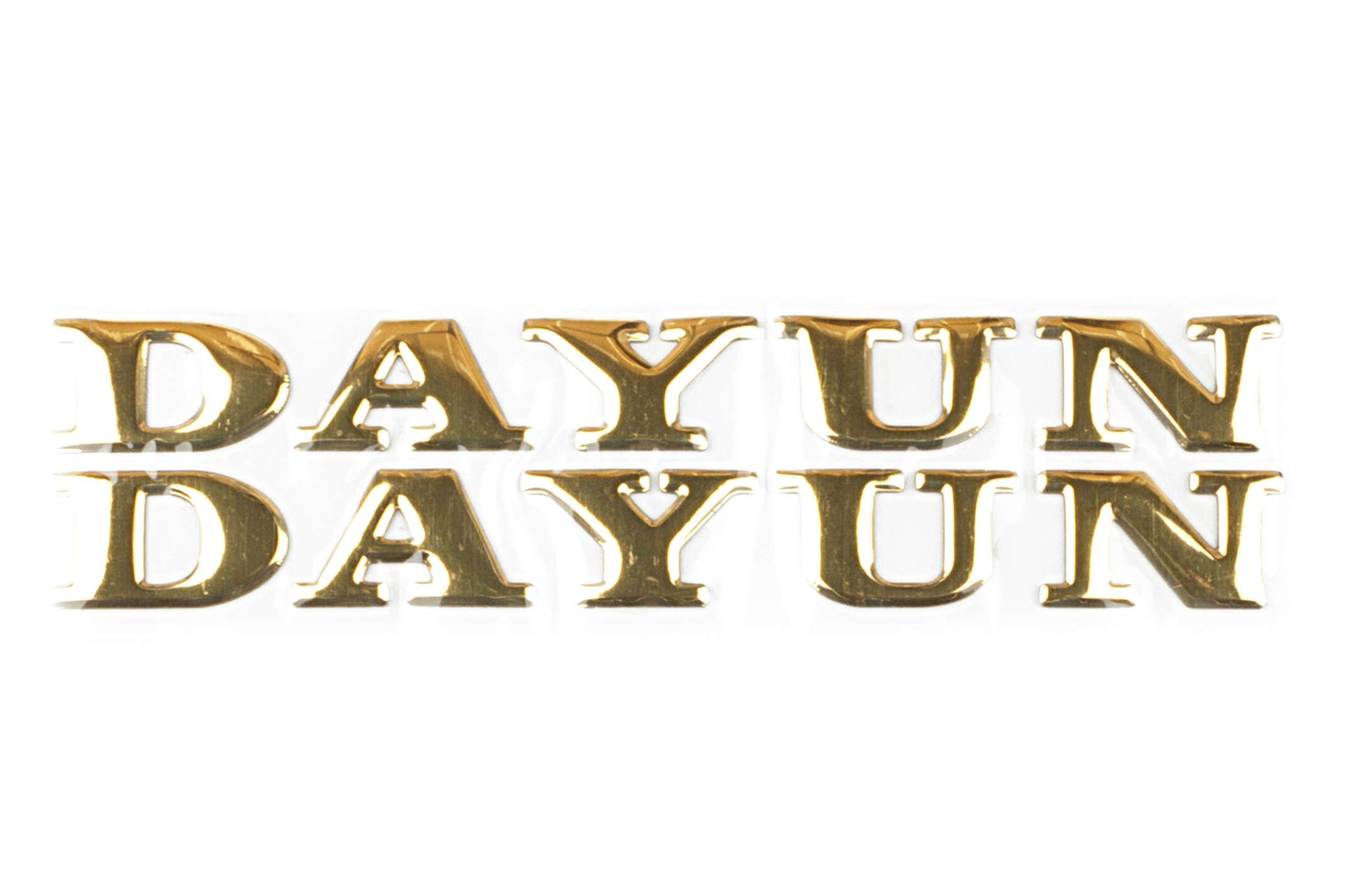 Наклейка буквы DAYUN (19х4см, 2шт, золотые) (#DYN)