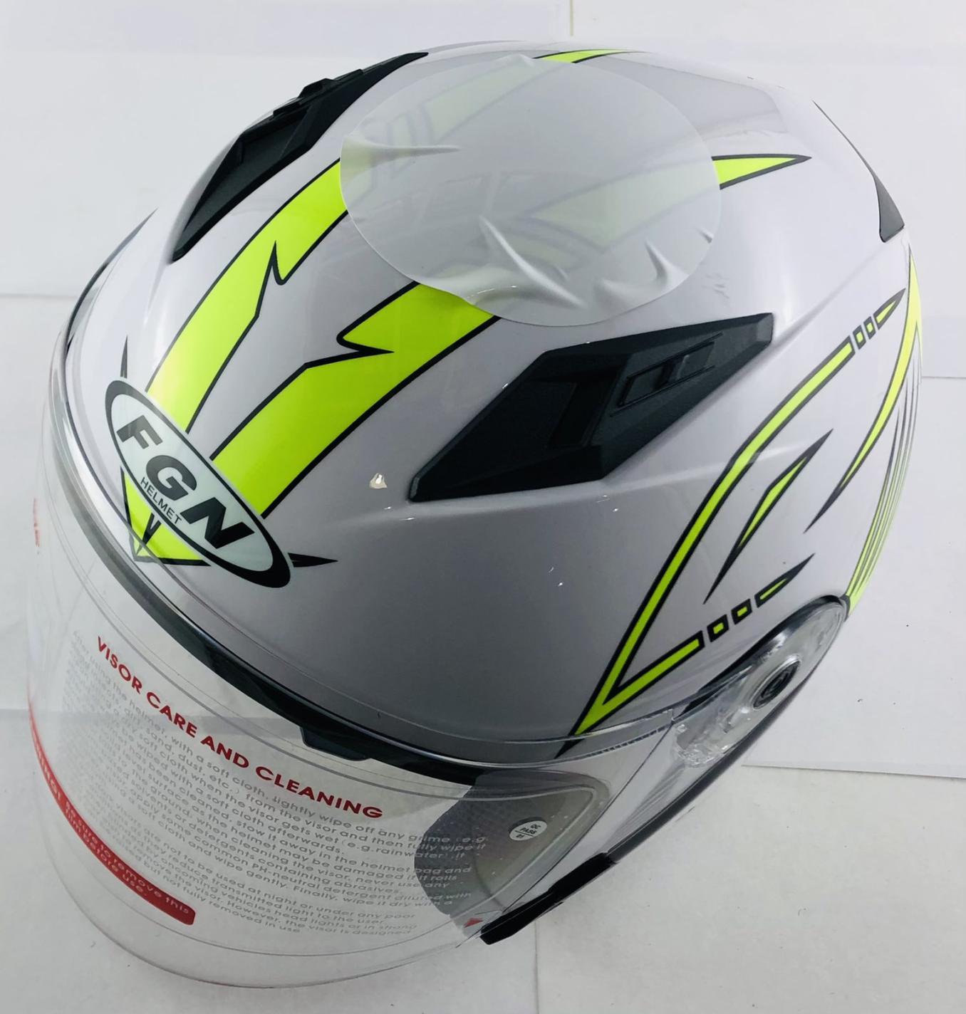 Шлем открытый (mod:FX-512) (size:XL,белый, желтый декор, ARROW) FGN