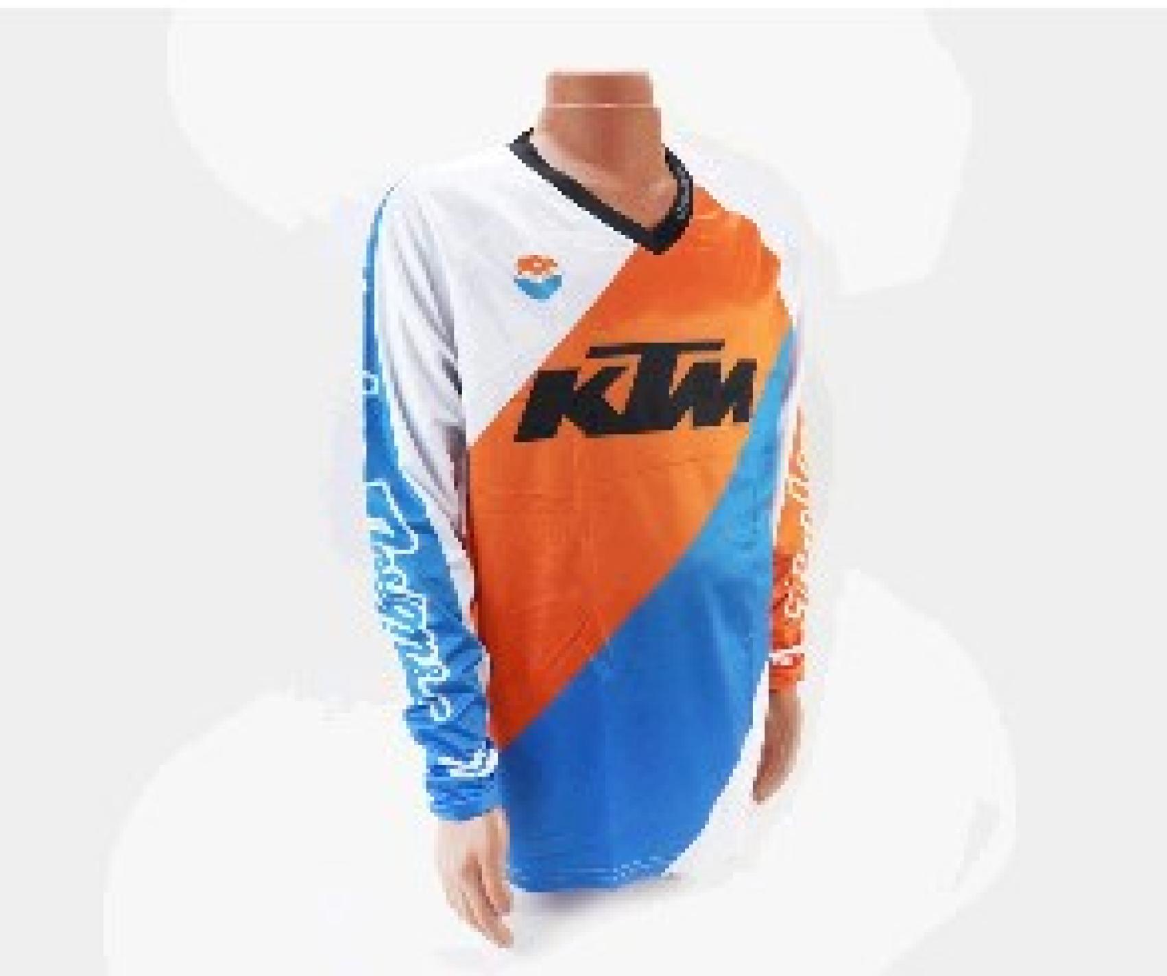 Футболка (Джерсі) чоловіча L-(Polyester 100%), довгі рукави, вільний крій, біло-оранжево-синя