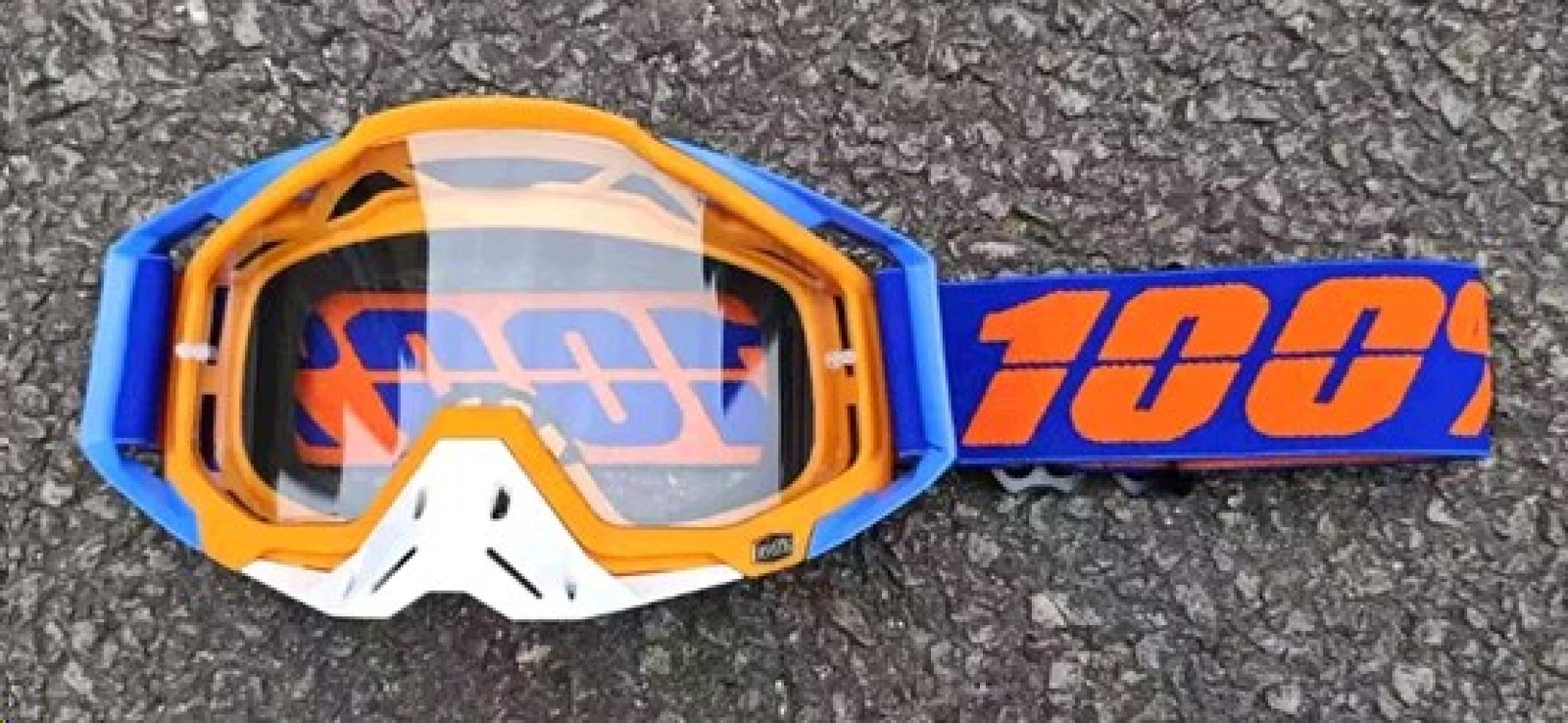 Окуляри для мотокросу Enduro/ATV зі змінним склом + захисна плівка 1шт + набір для догляду, оранжево-синьо-білі (дзеркальне скло) KML